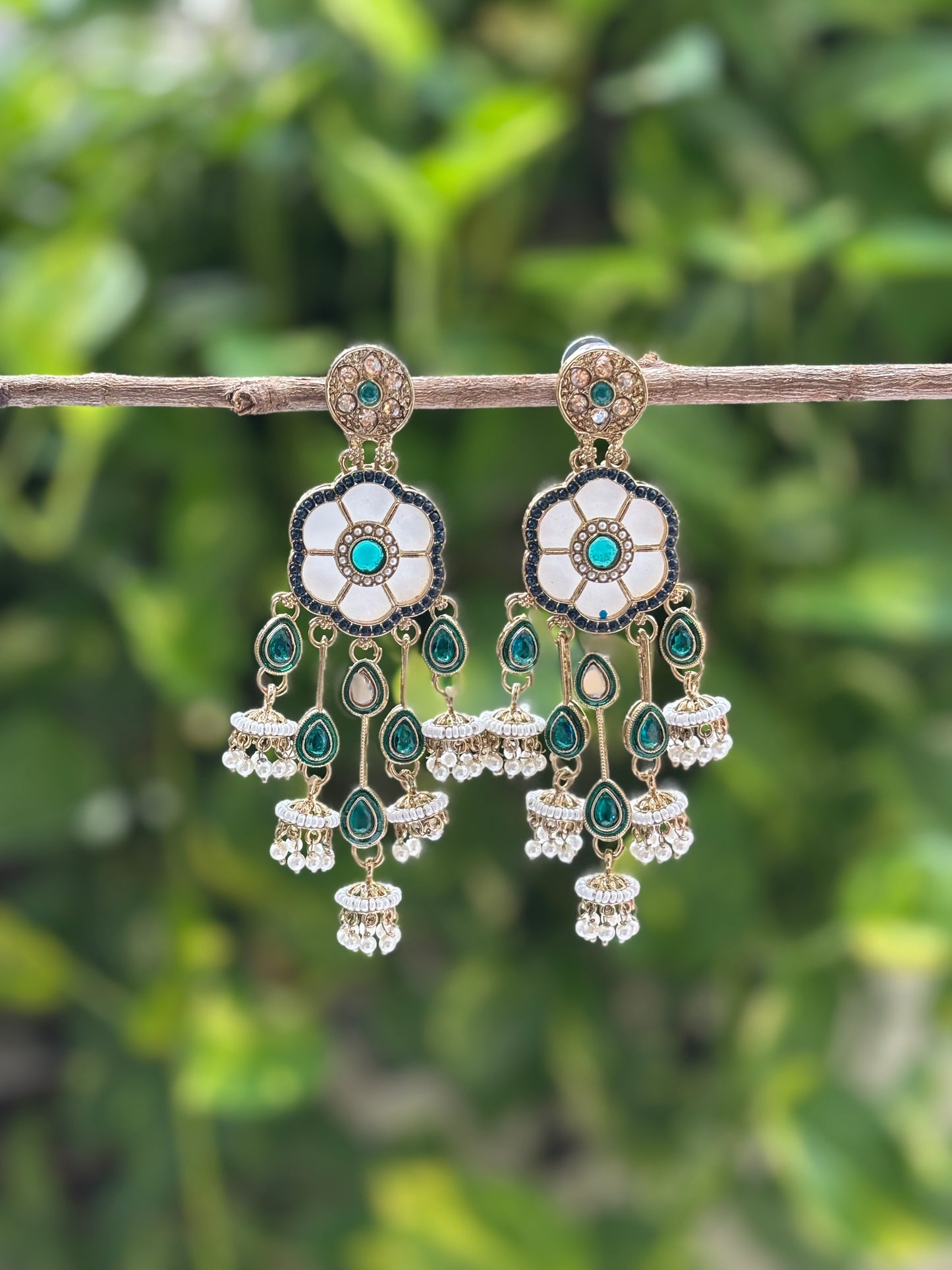 Rama Green Amara Kundan Danglers