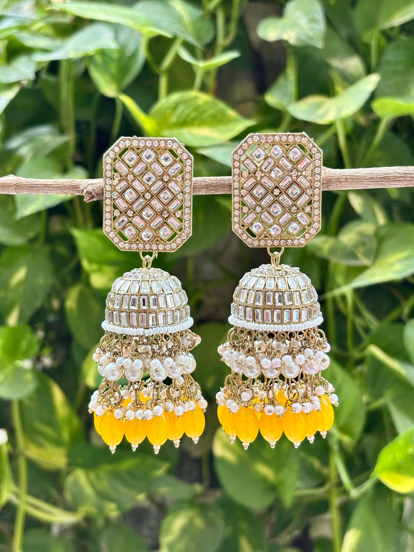 Yellow Sandya Jhumkis