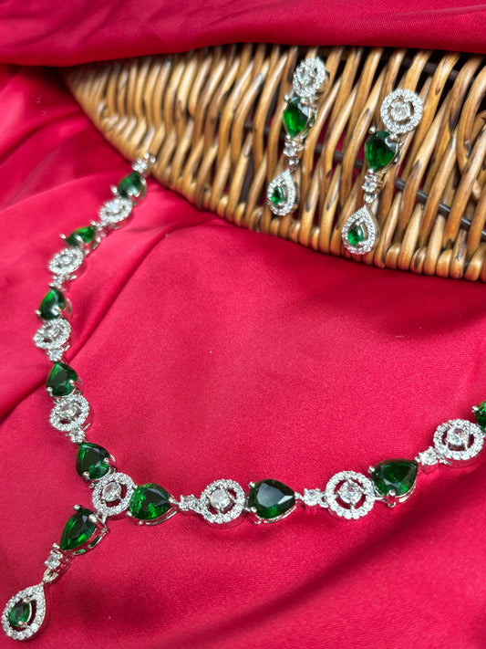 Emerald Drop Jiva Zirconia Necklace