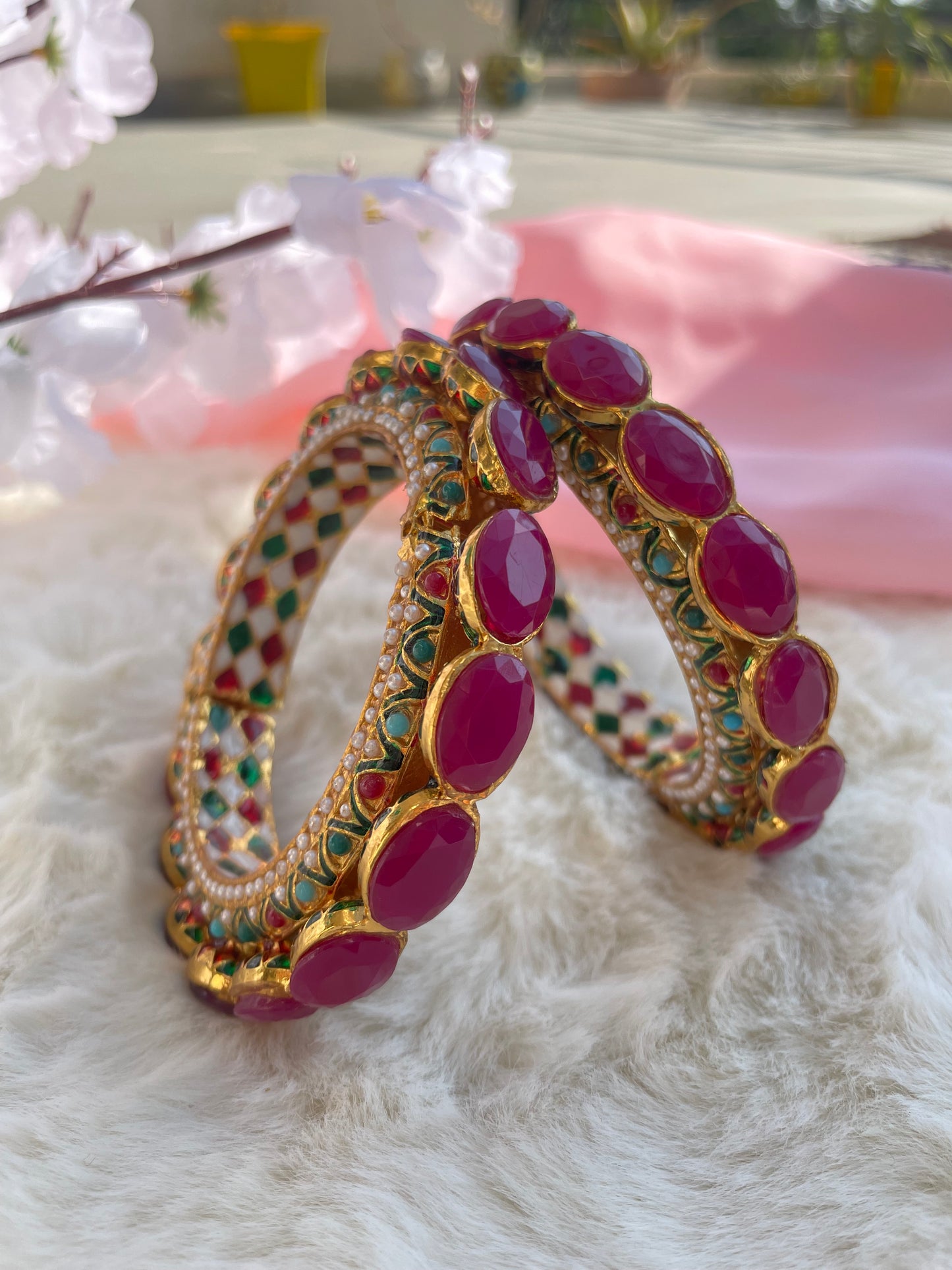 Ruby Rajwada Pacheli Bangles (Size 2’8)
