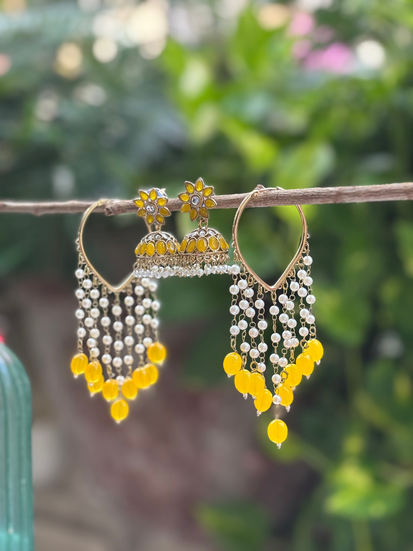 Yellow 3 in 1 Earrings Set