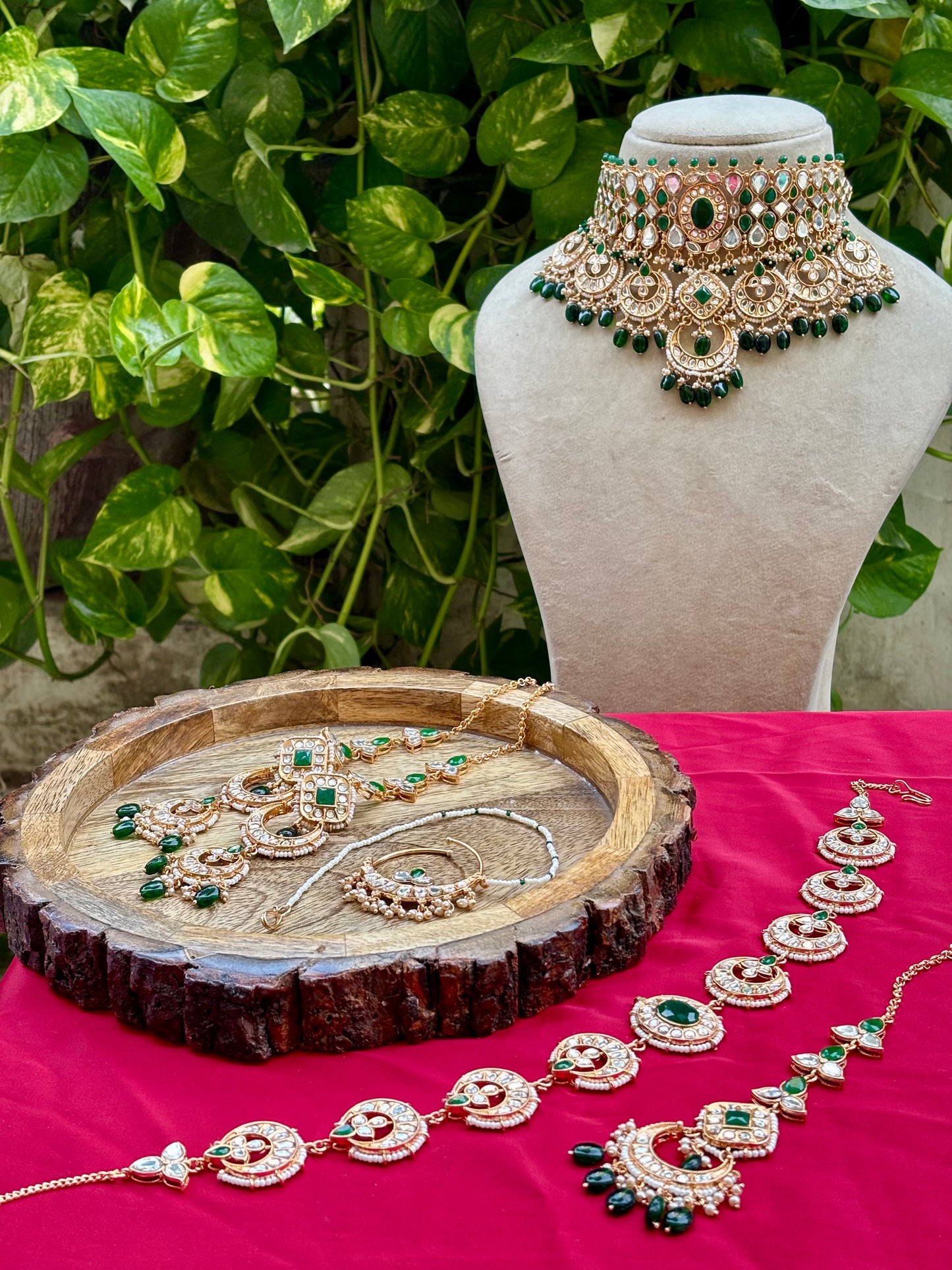 Emerald Ravya Kundan Bridal Jewellery Set