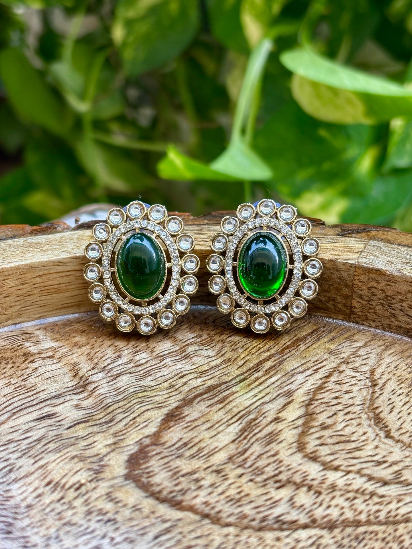 Antique Green Iris Studs