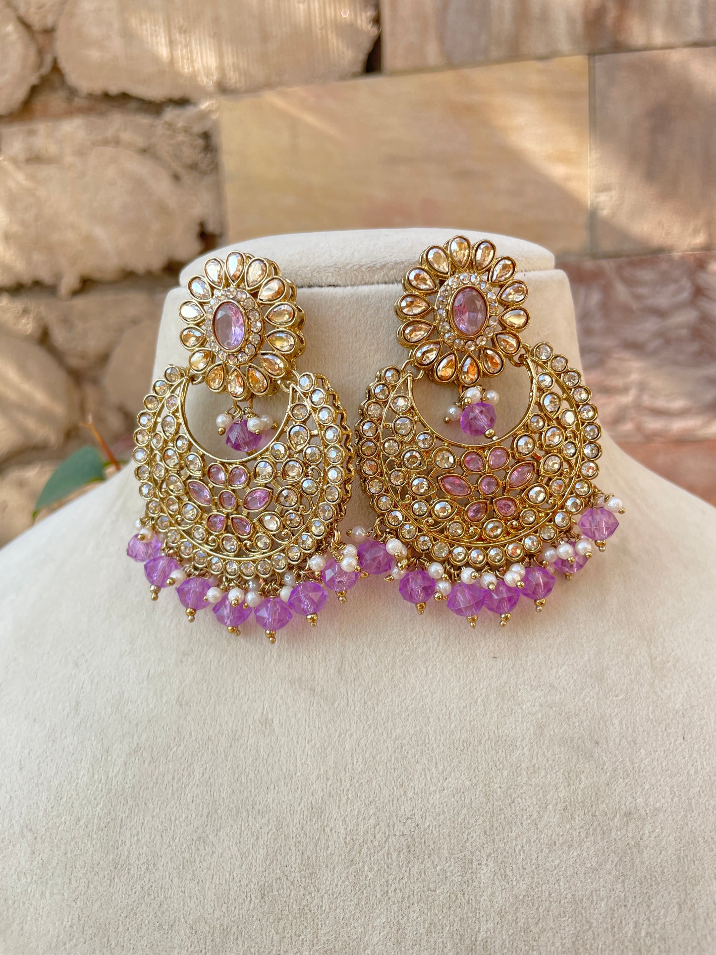 Purple Antique Anshika Kundan Jewellery Set