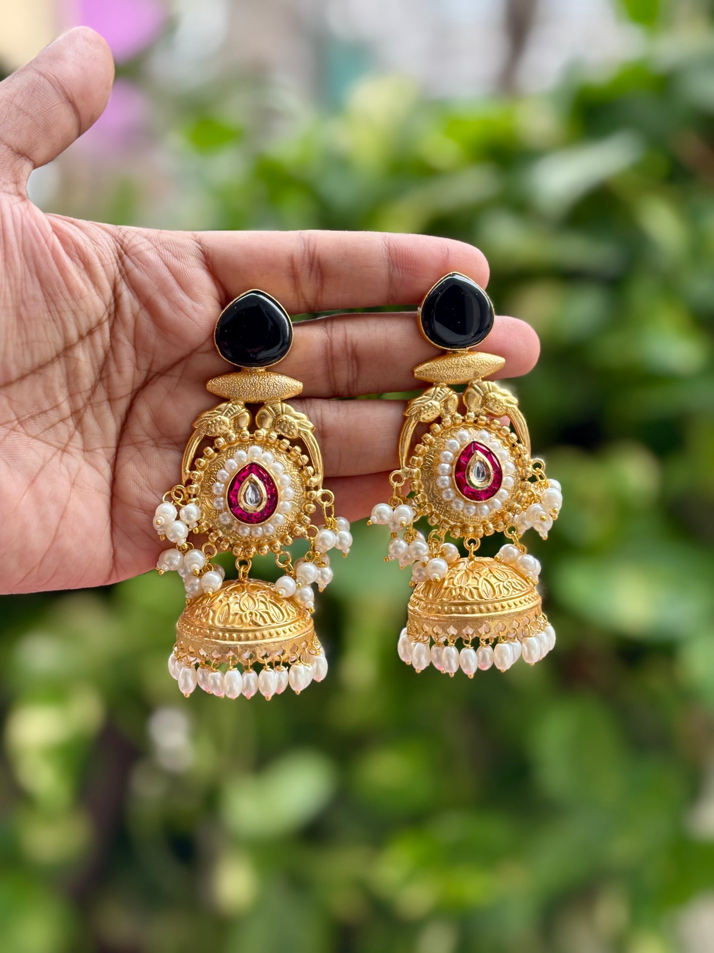 Black Meher Kashmiri Earrings