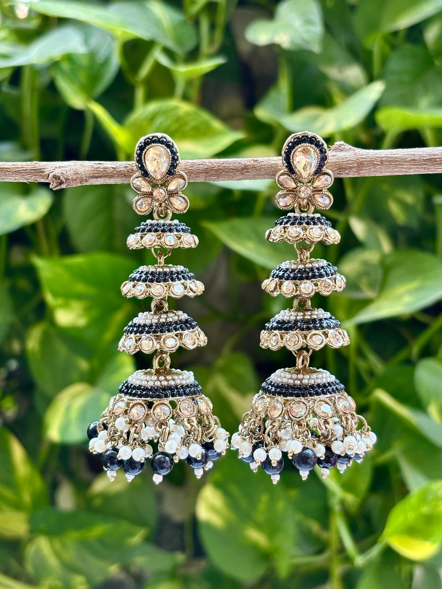 Black Aadha Jhumkis