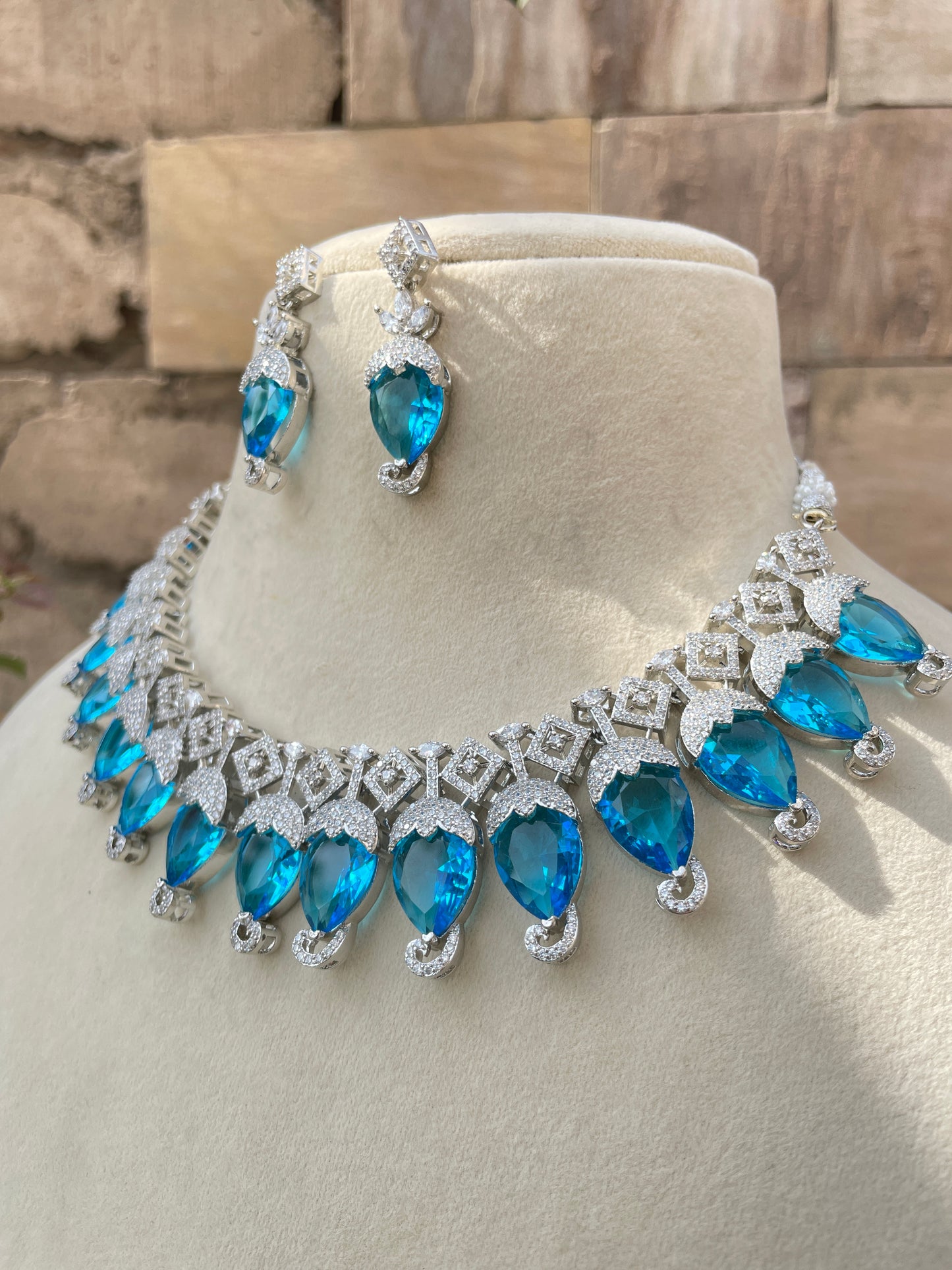 Sky Blue Priya Zirconia Jewellery Set