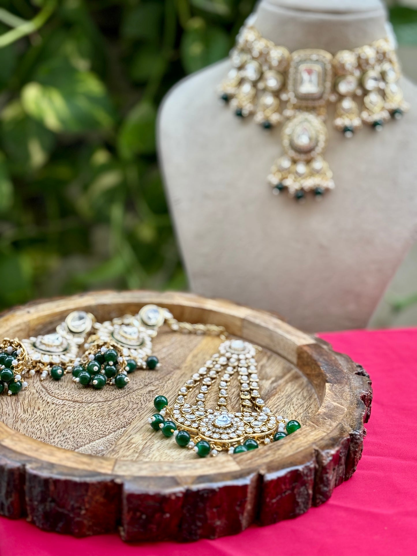 Green Clara Kundan Bridal Jewellery Set