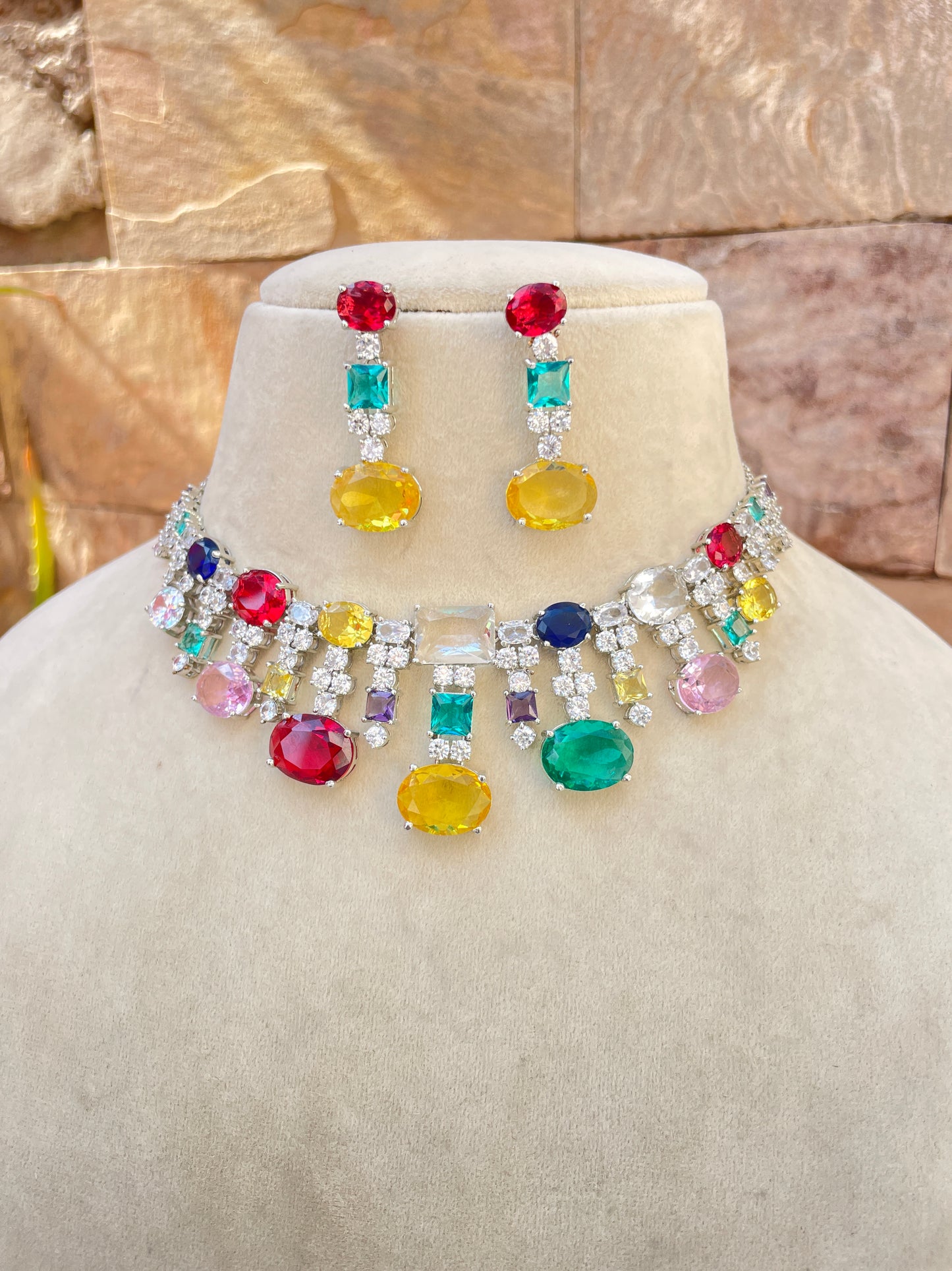 Multicolour Subhi Zirconia Necklace