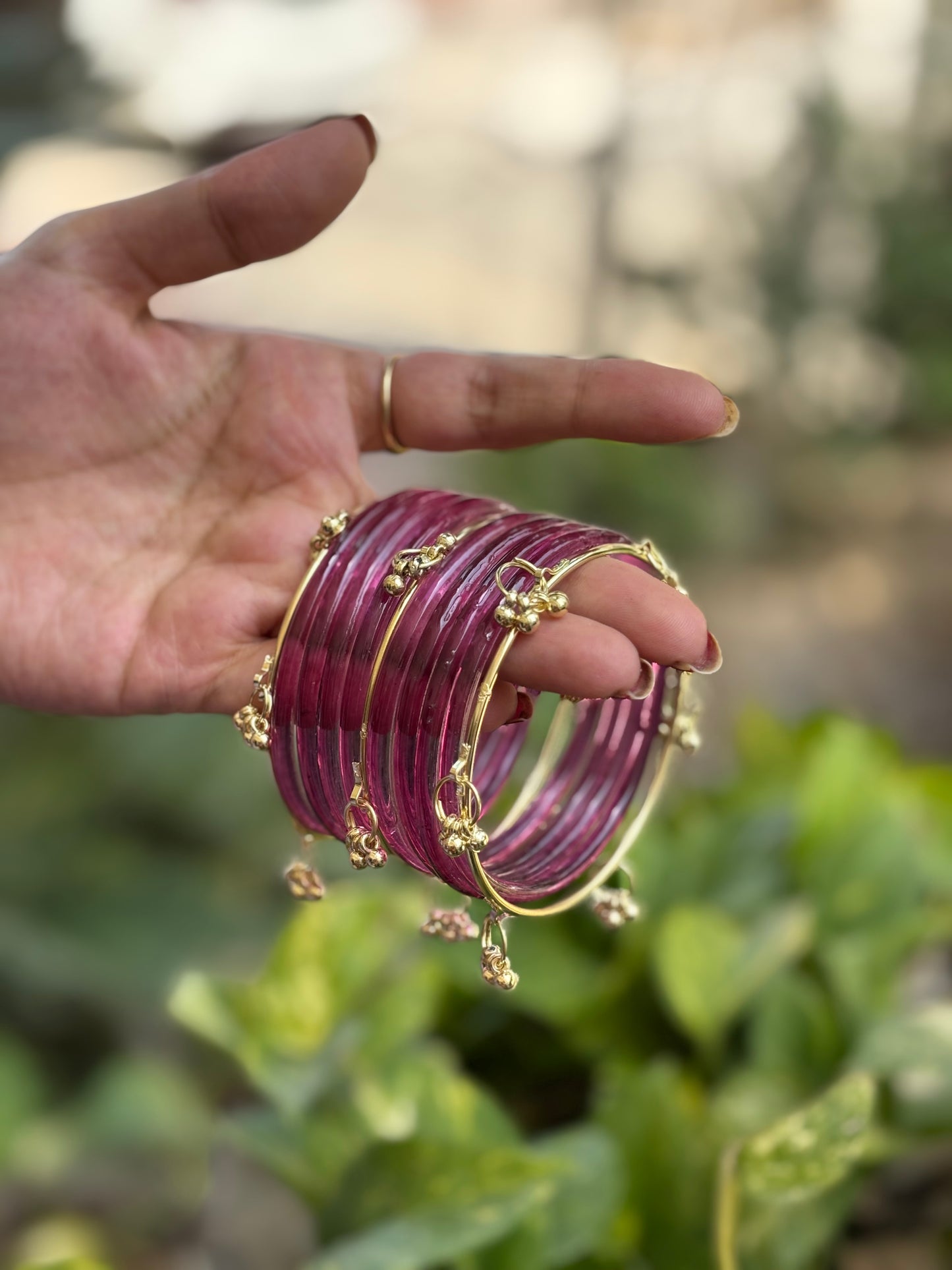 Wine Jelly Bangles set with Kashmiri Bangles