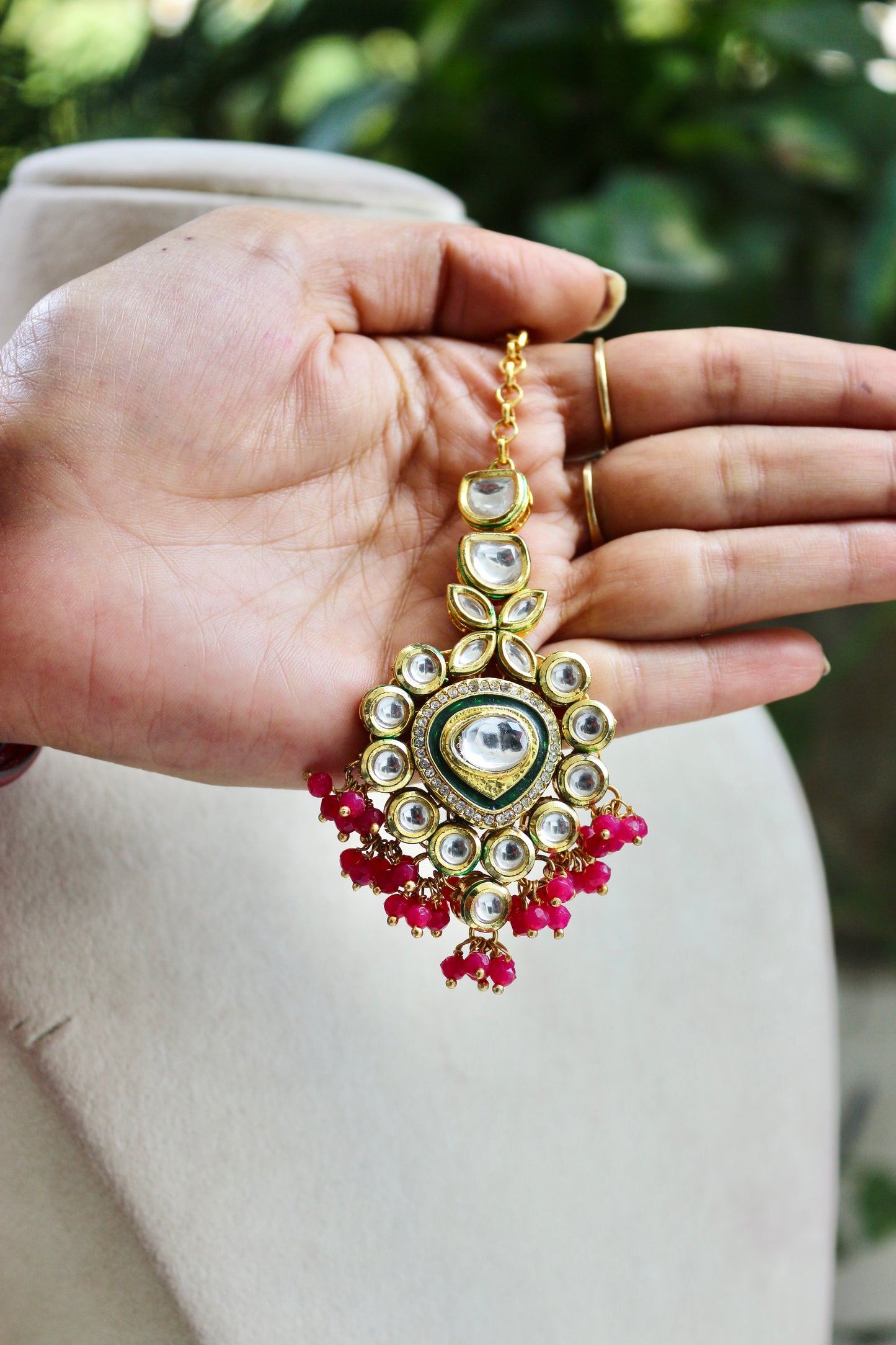 Pink Ananya Kundan Bridal Jewellery Set
