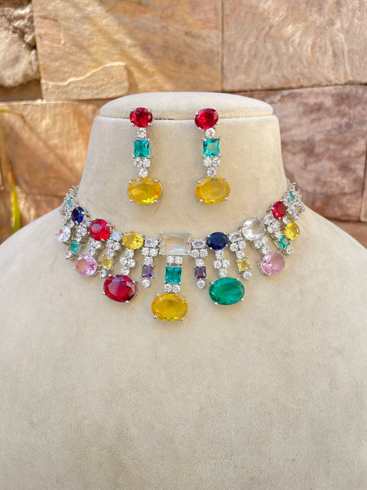 Multicolour Subhi Zirconia Necklace