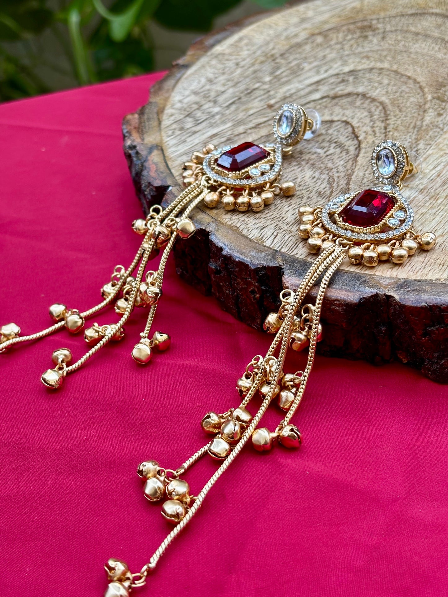 Maroon Noraa Kashmiri Earrings