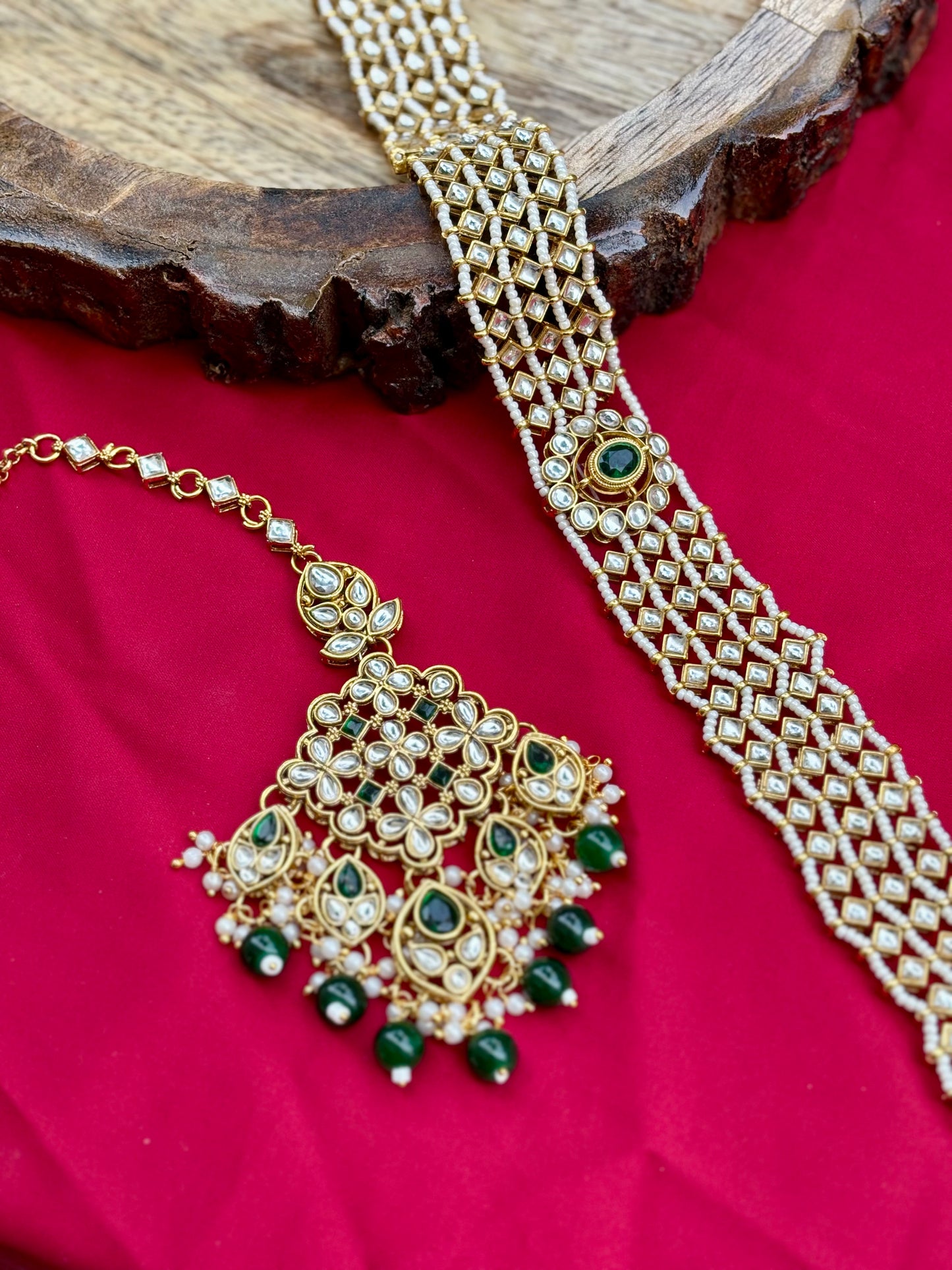 Green Amly Kundan Bridal Jewellery Set