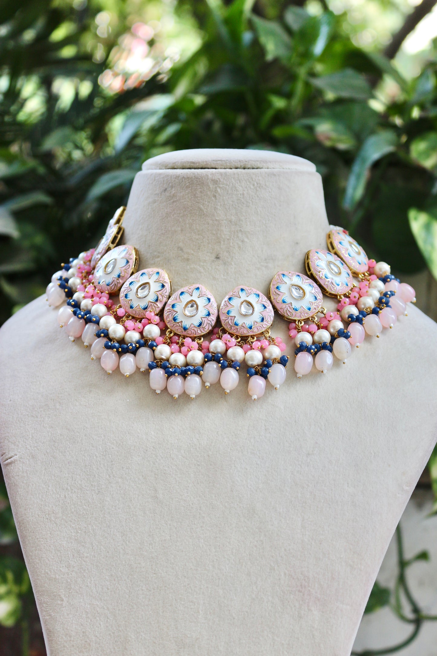 Pink Aarna Kundan Jewellery Set