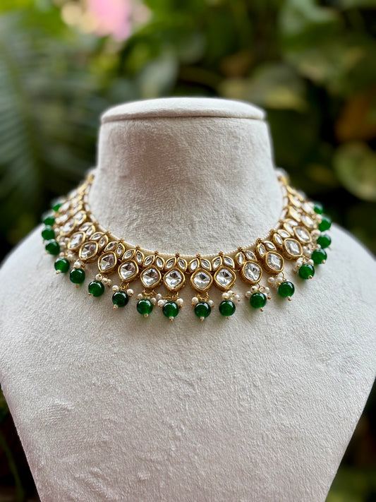 Green Charvi Kundan Jewellery Set