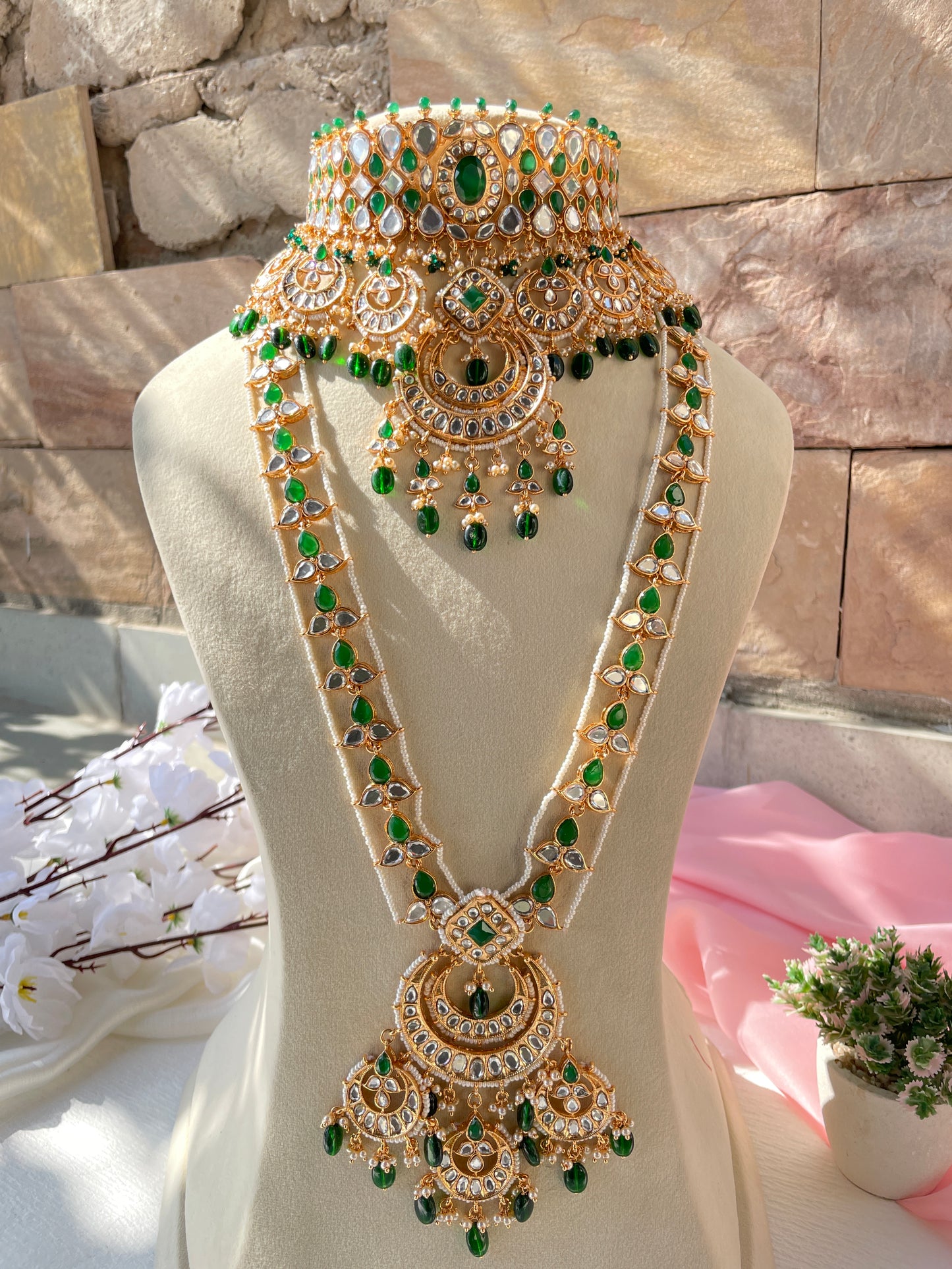 Emerald Green Parvati Complete Bridal Jewellery Set