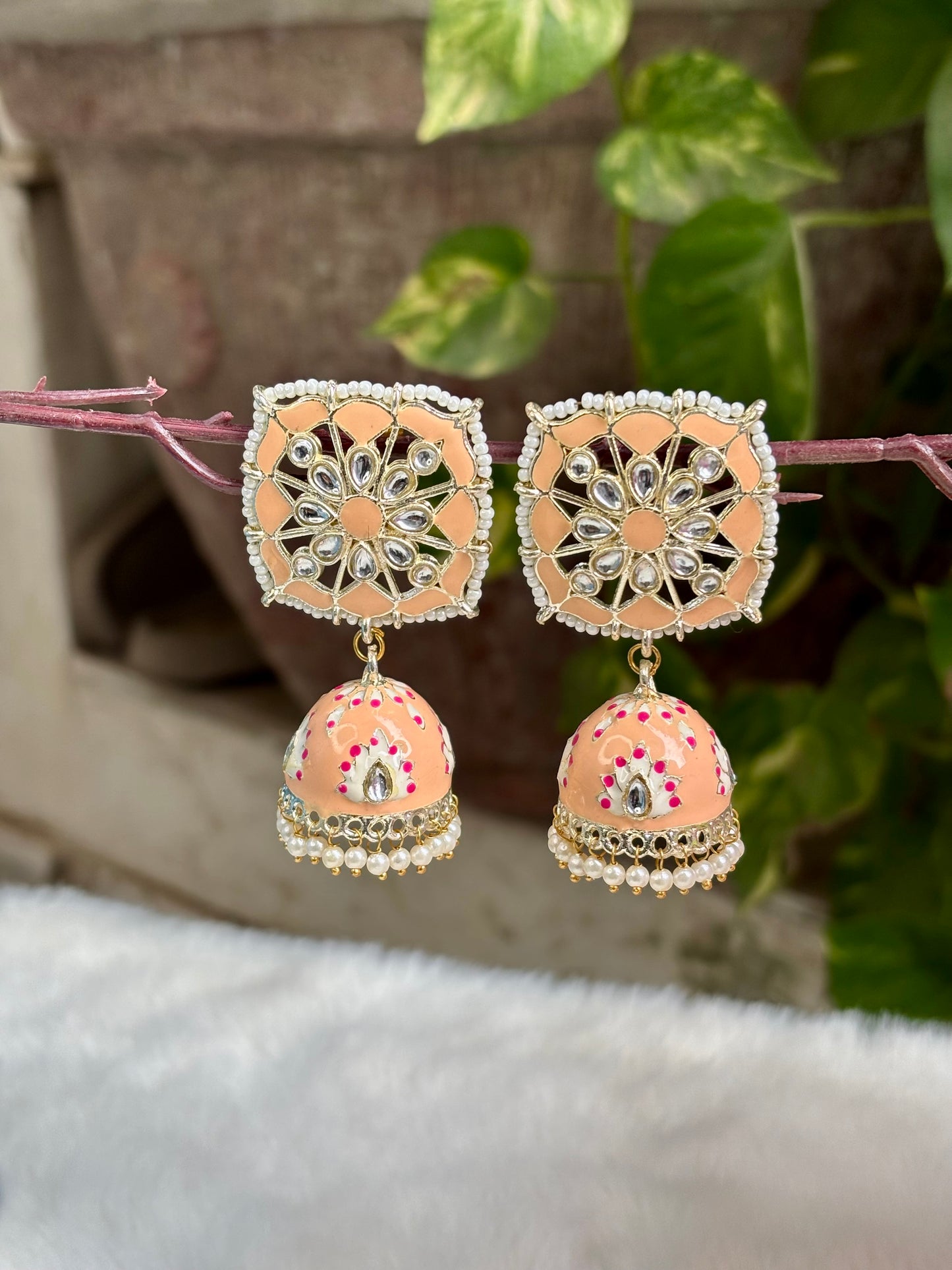 Peach Vanya Jhumkis