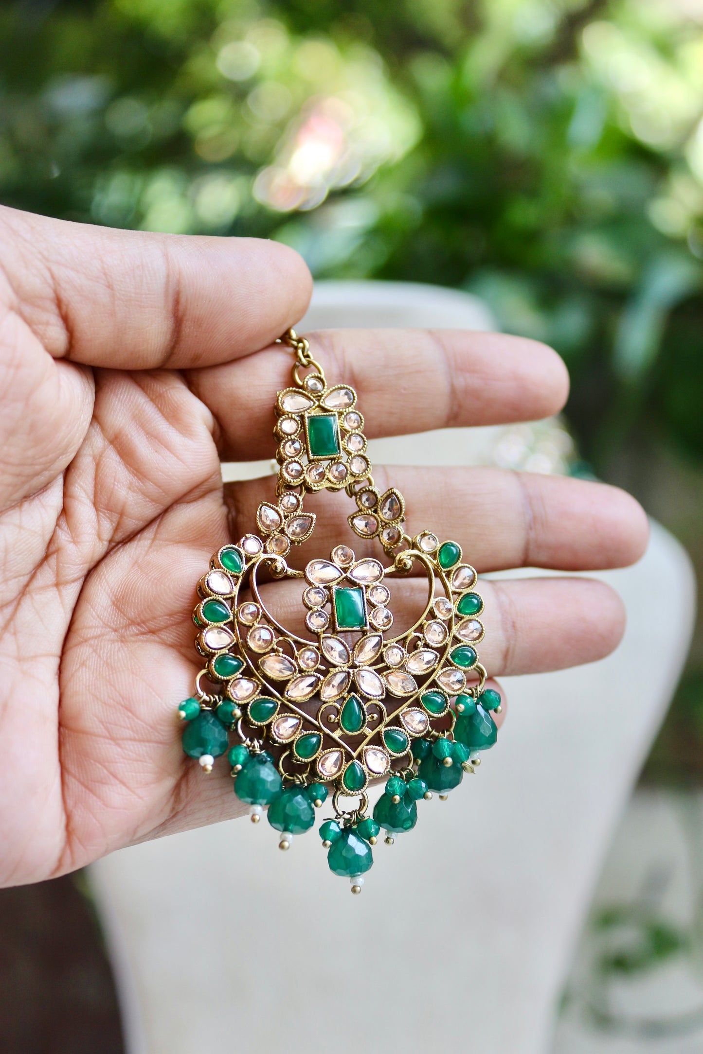 Green Meera Kundan Jewellery Set