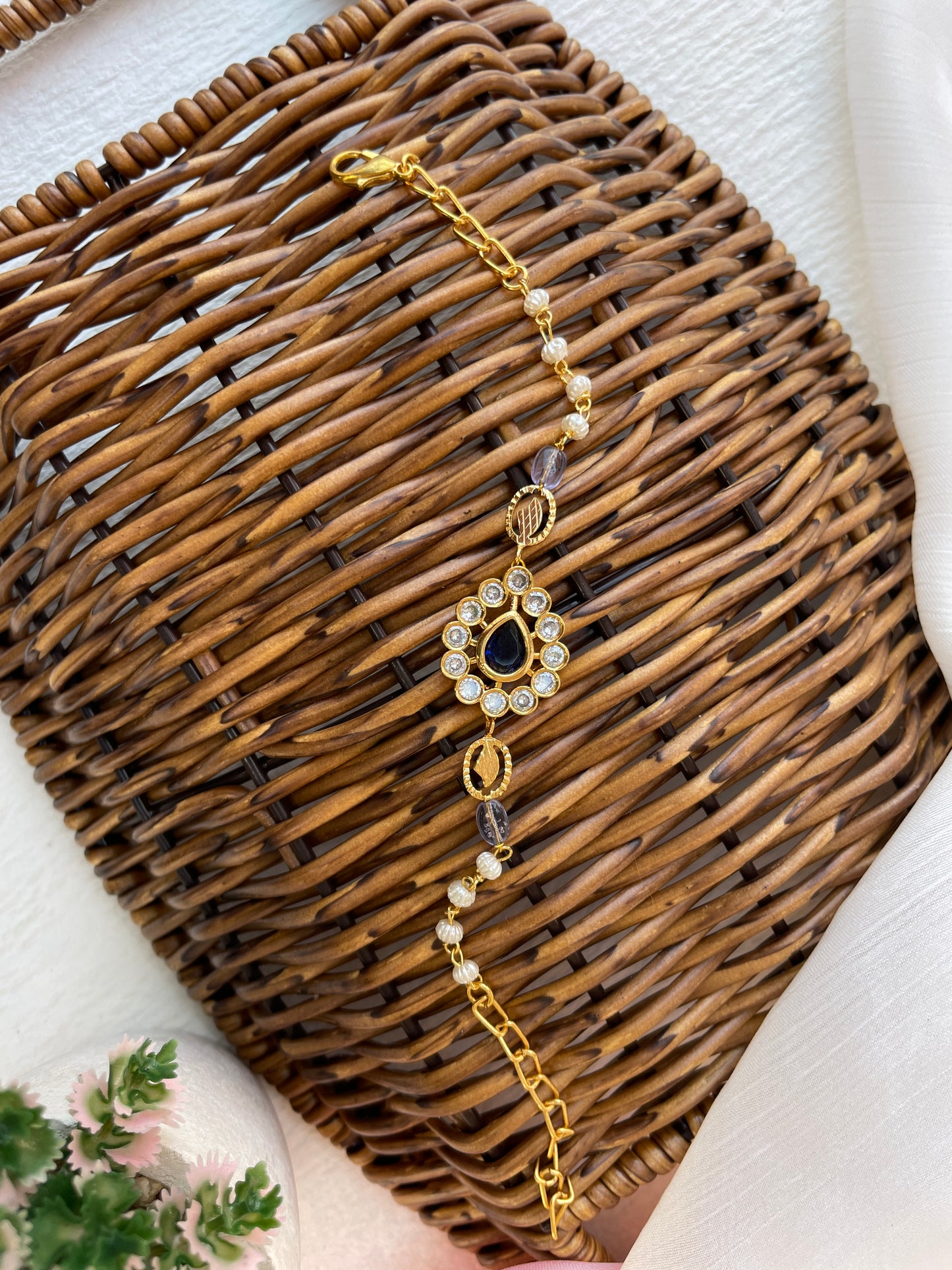 Blue Manali Kundan Bracelet