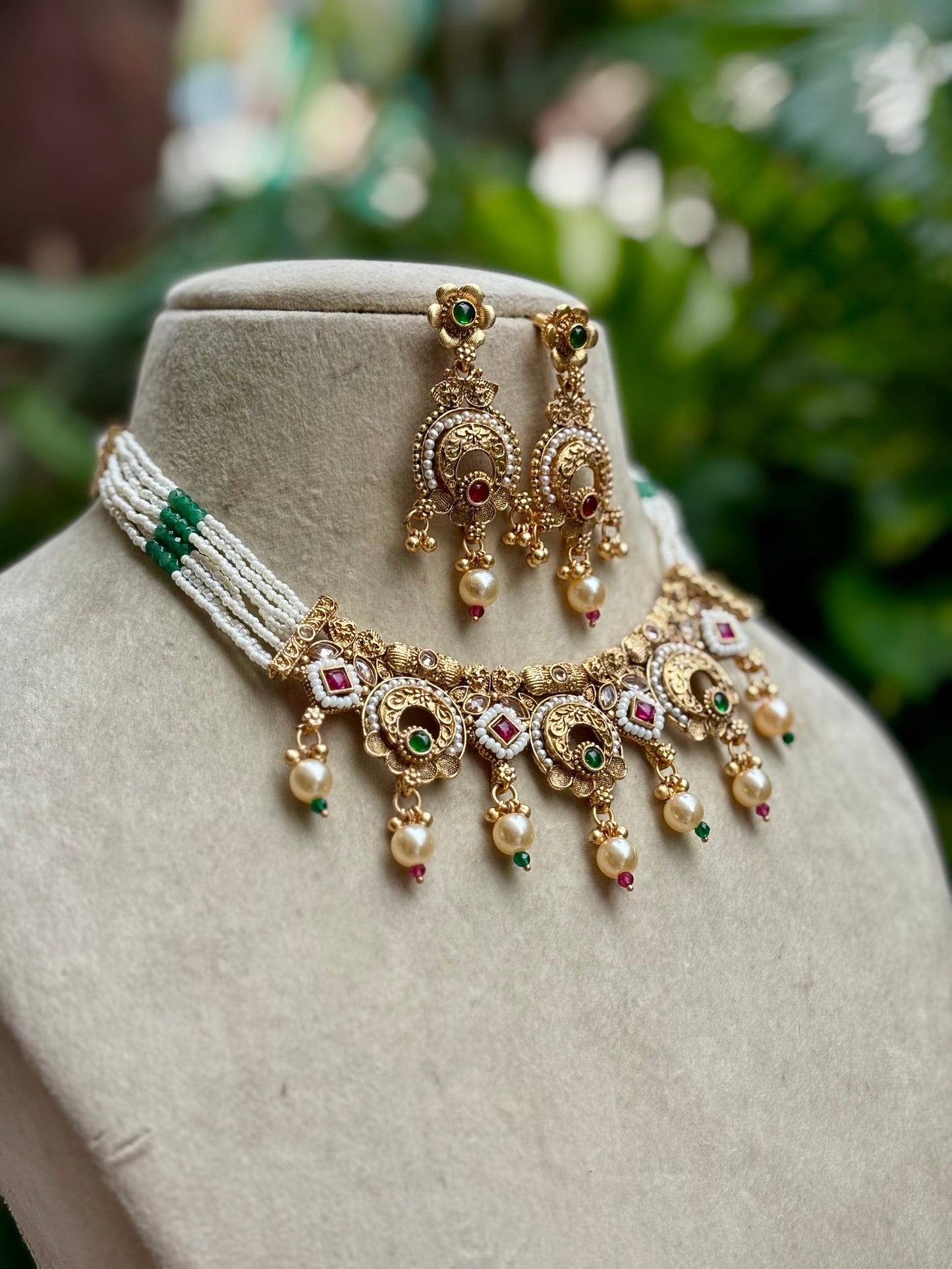 Multicolour Ira Kundan Jewellery Set