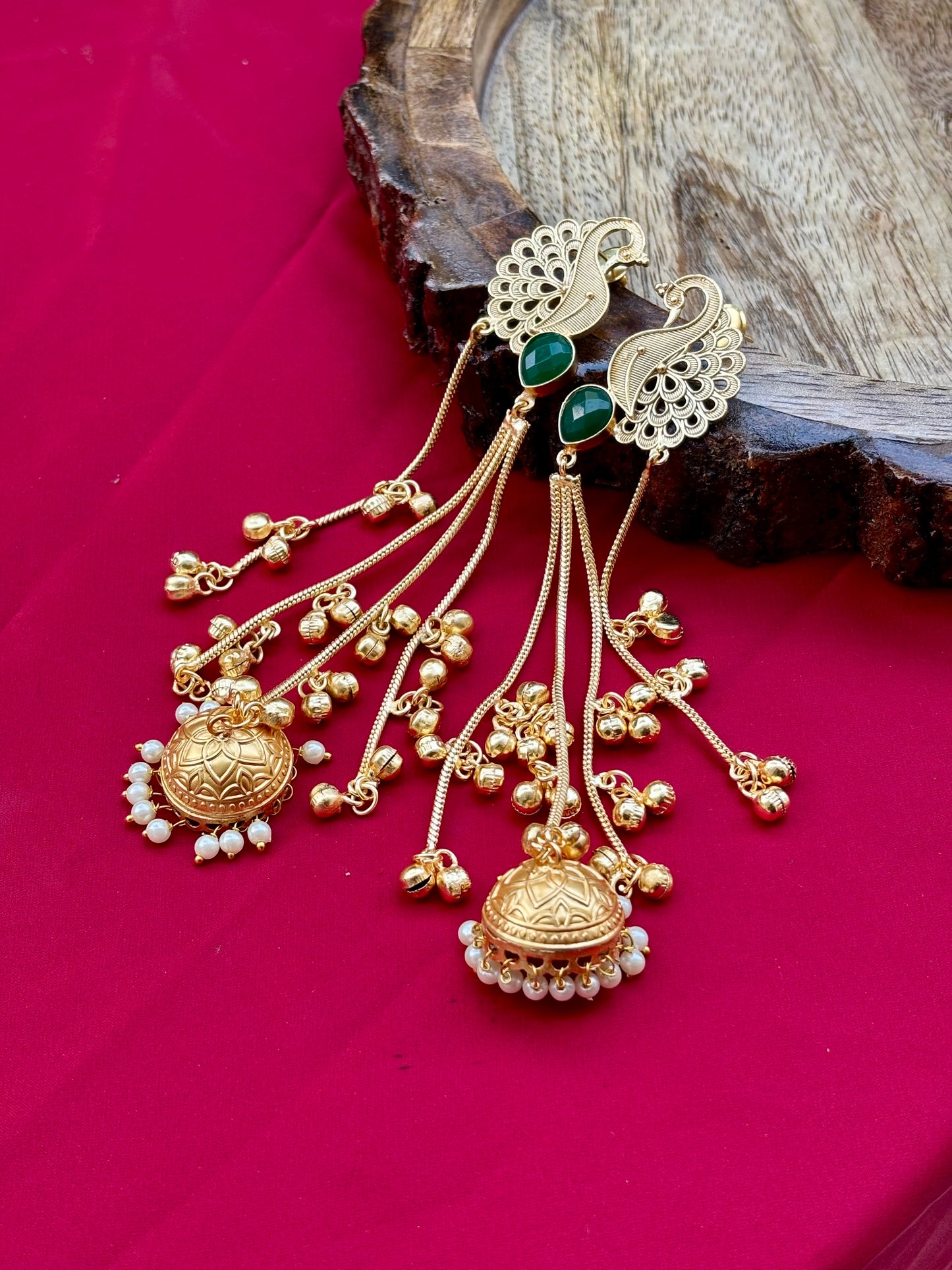 Green Nargis Kashmiri Earrings