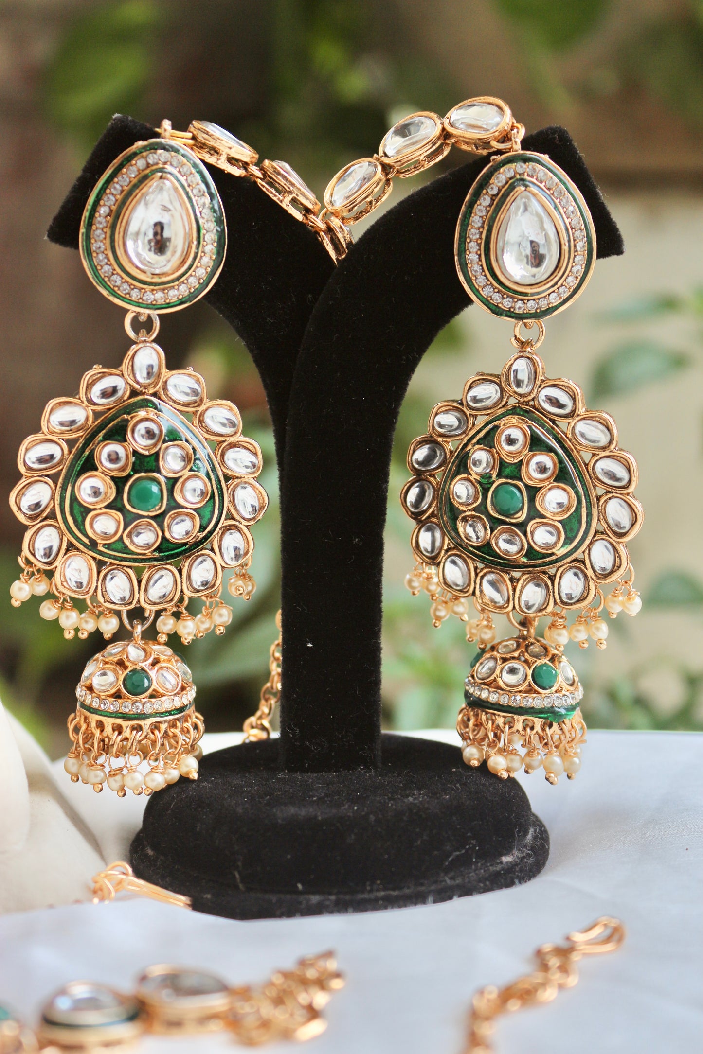 Green Naomi Kundan Semi Bridal Jewellery Set
