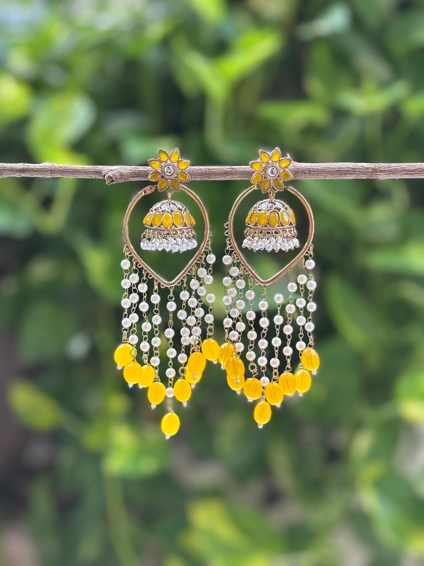 Yellow 3 in 1 Earrings Set