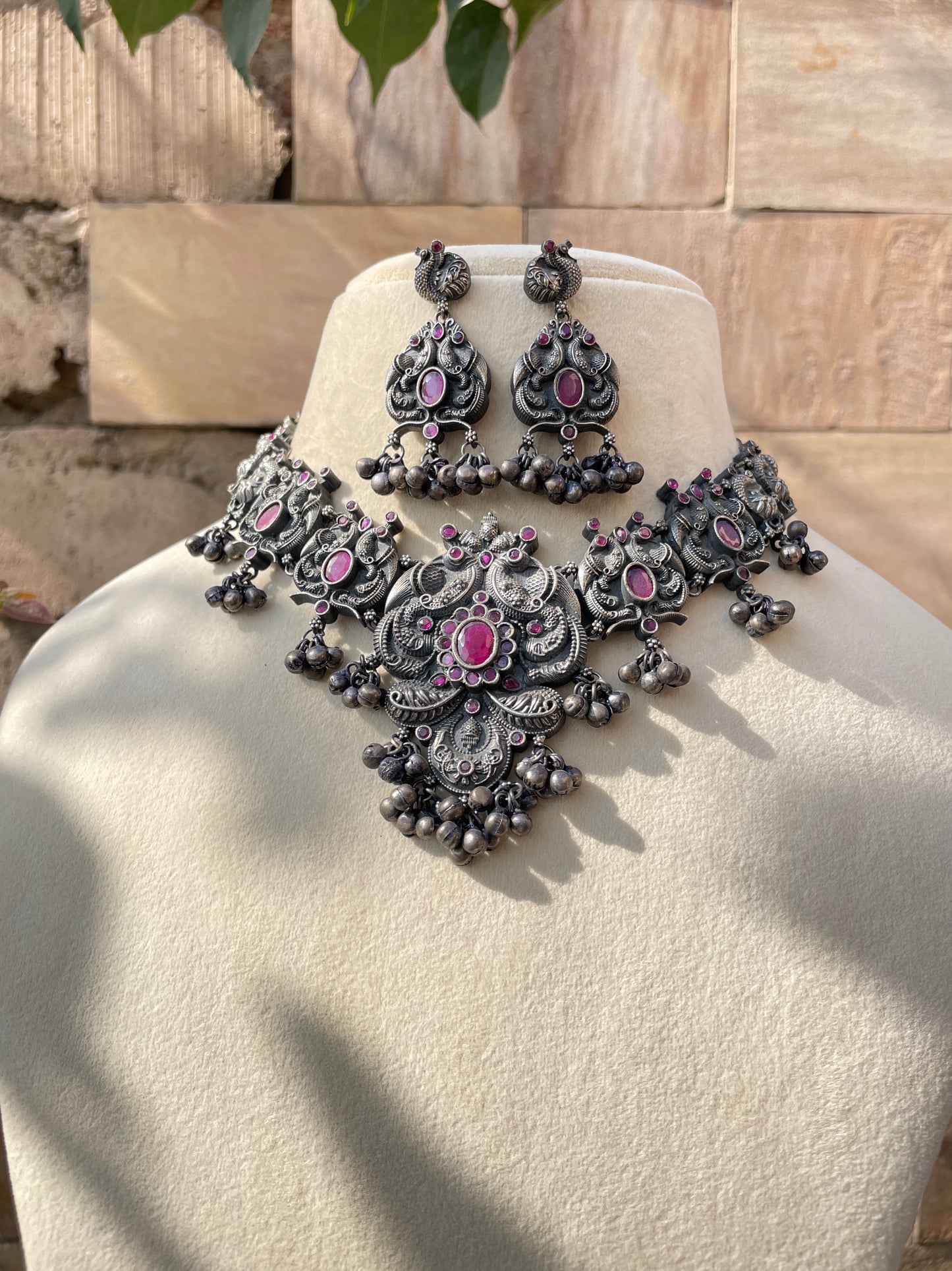Ruby Kiara German Silver Jewellery Set