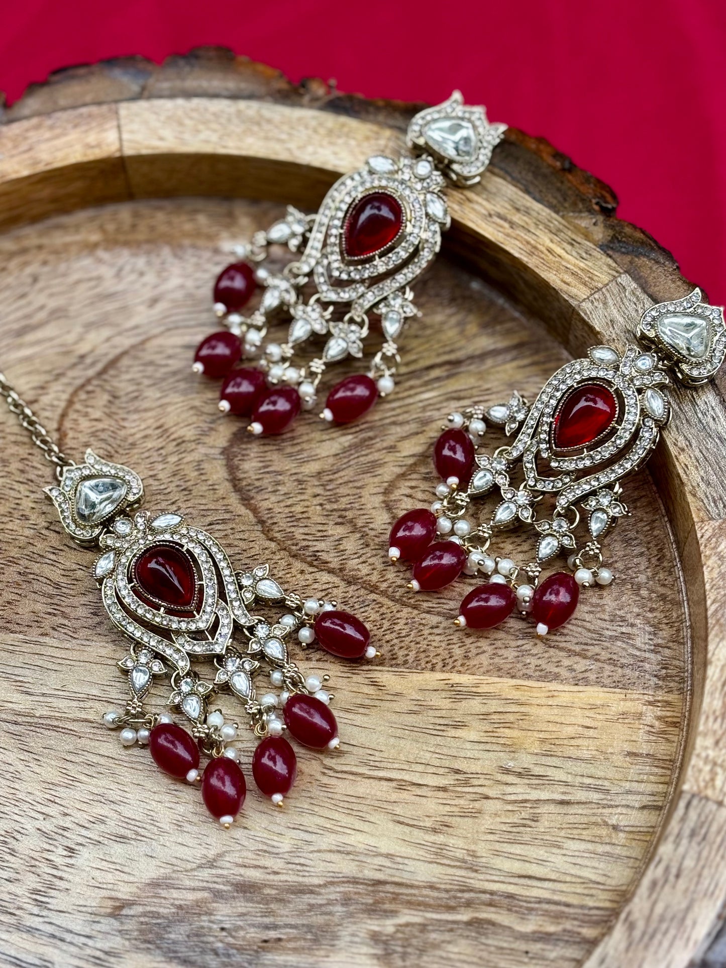 Maroon Elara Kundan Bridal Jewellery Set
