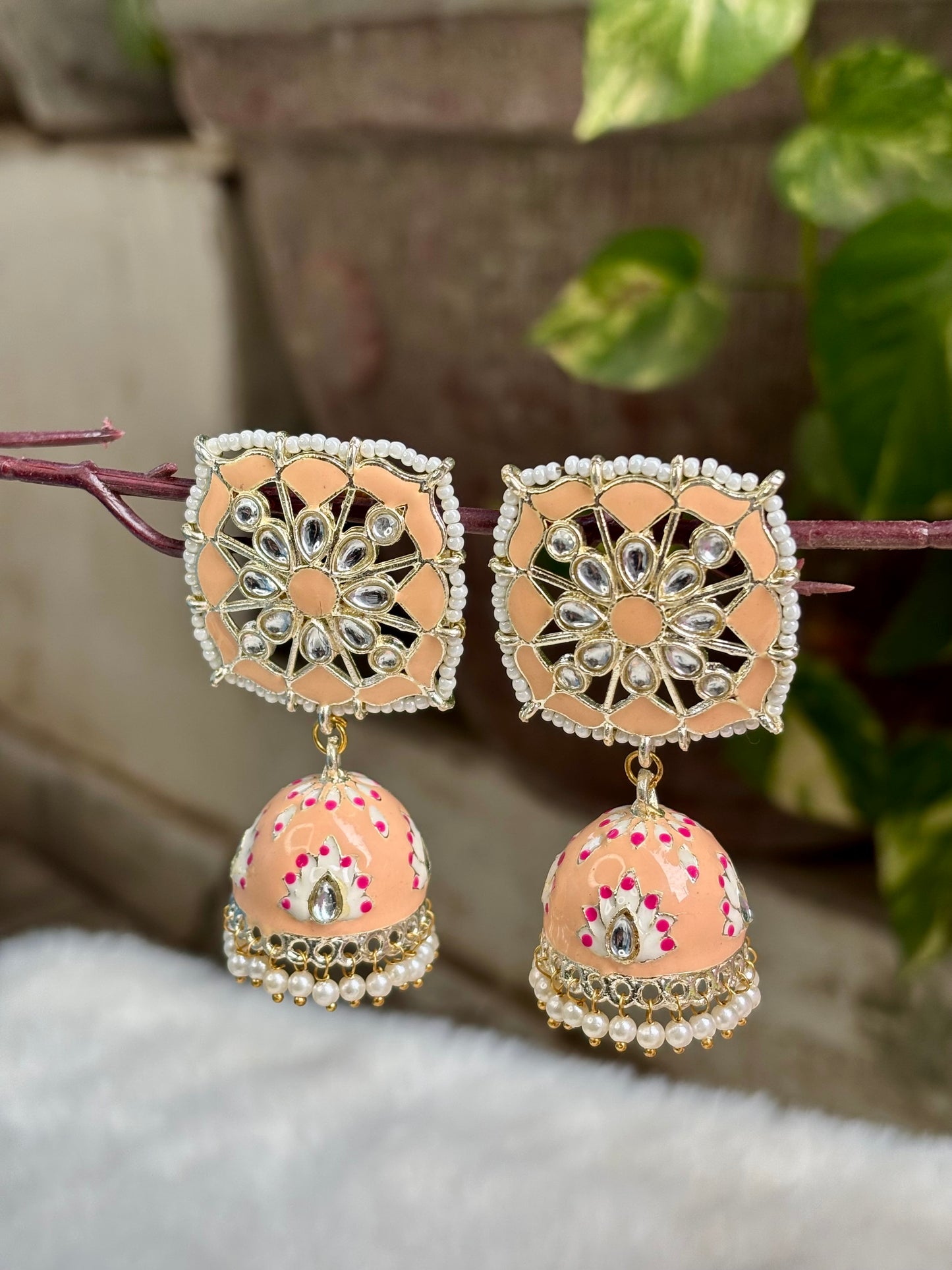Peach Vanya Jhumkis