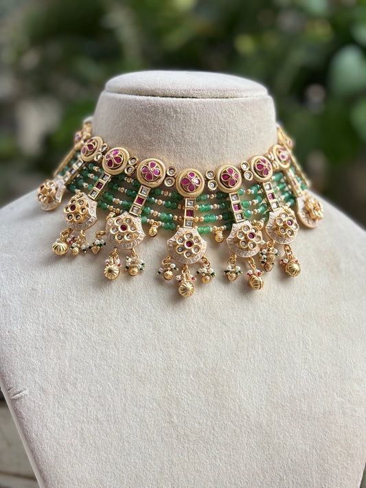 Royal Green Jiva Kundan Jewellery Set