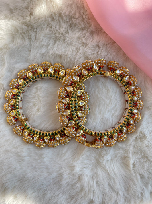 White Rajwada Pacheli Bangles (Size 2’6)