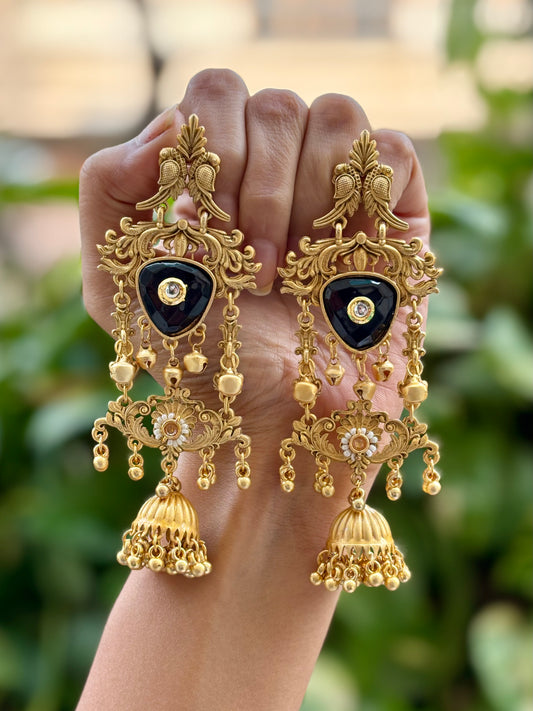 Black Iqra Kashmiri Earrings
