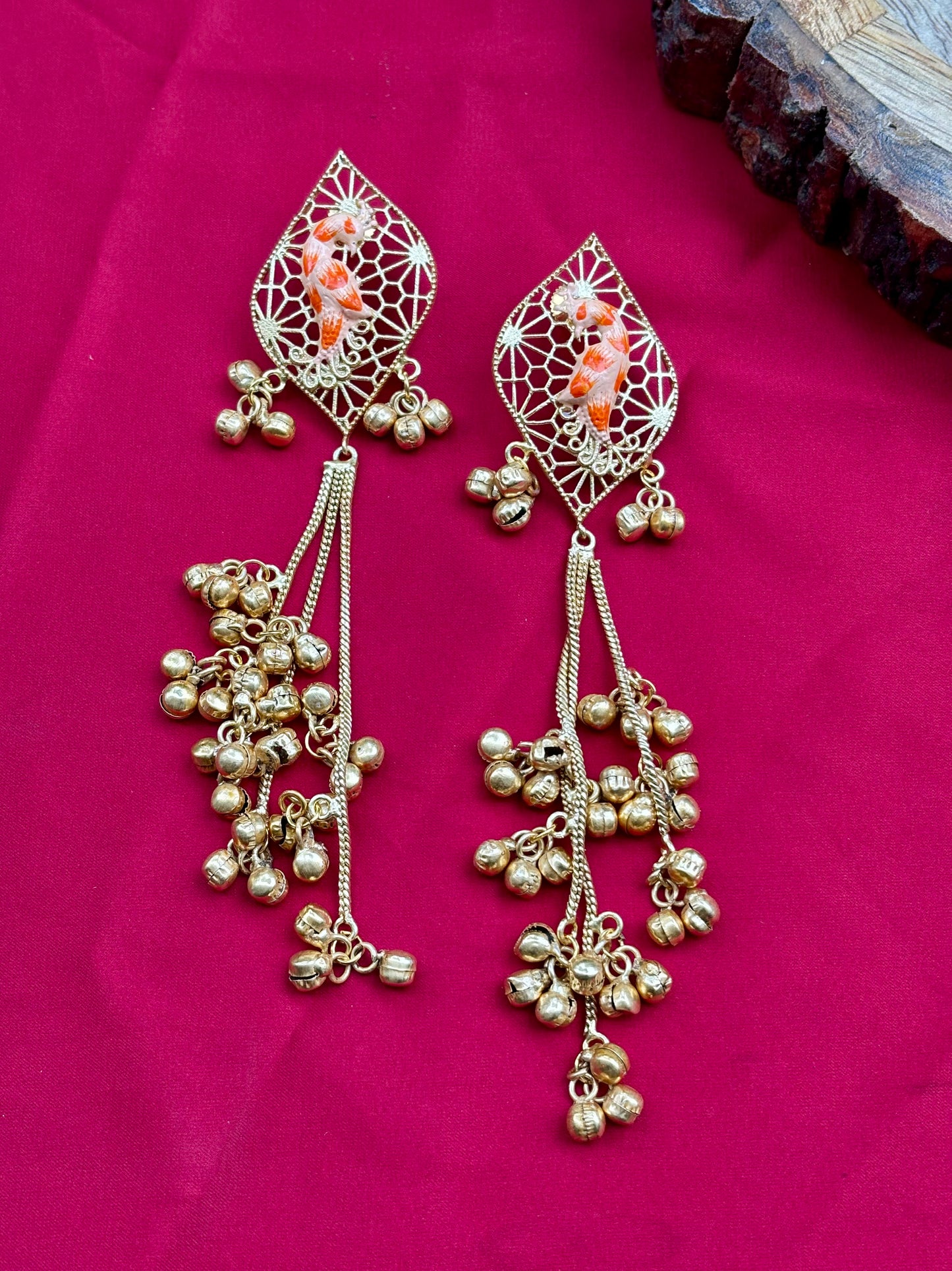 Orange Inaat Kashmiri Earrings