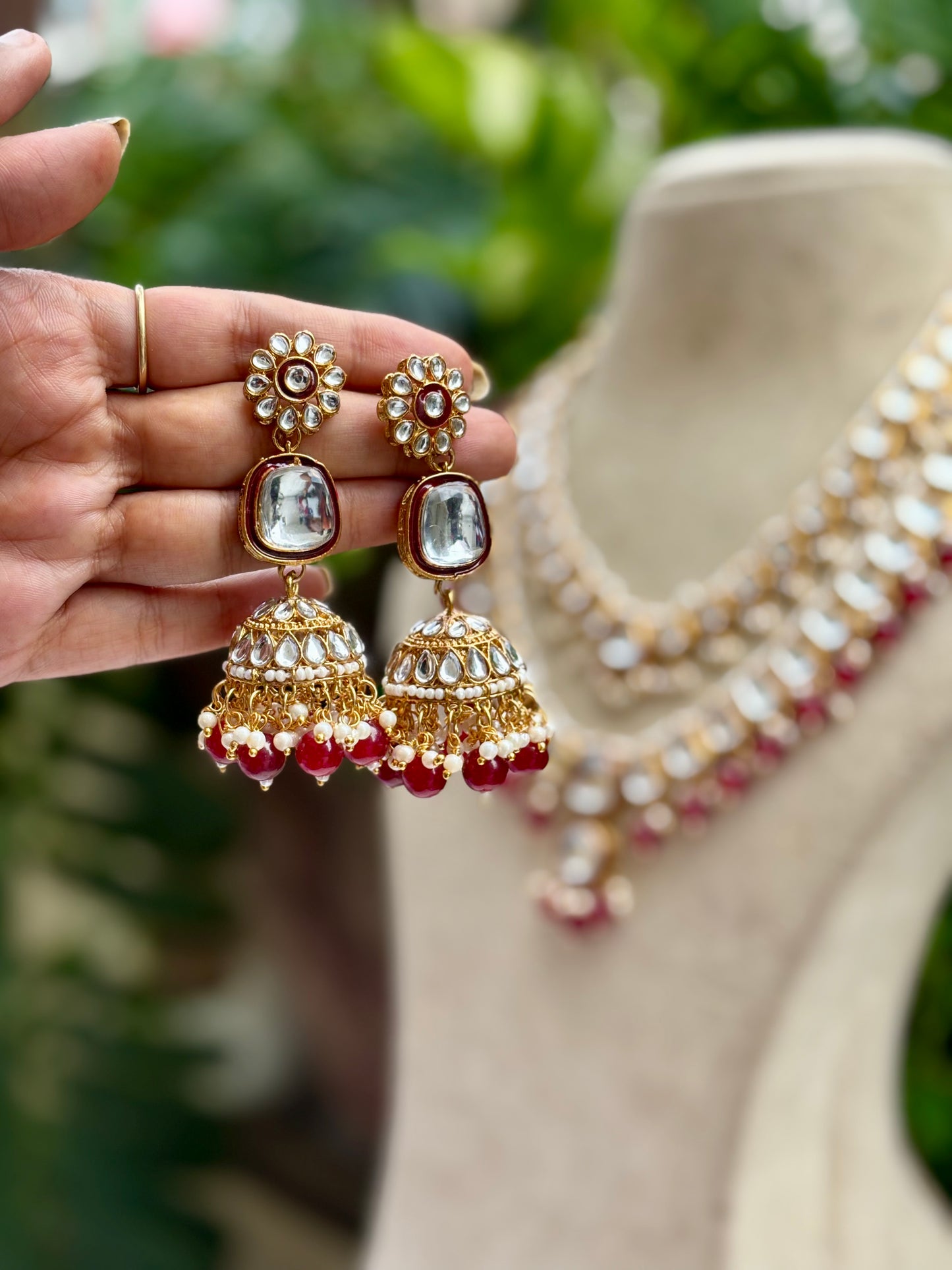Maroon Nikki Kundan Jewellery Set