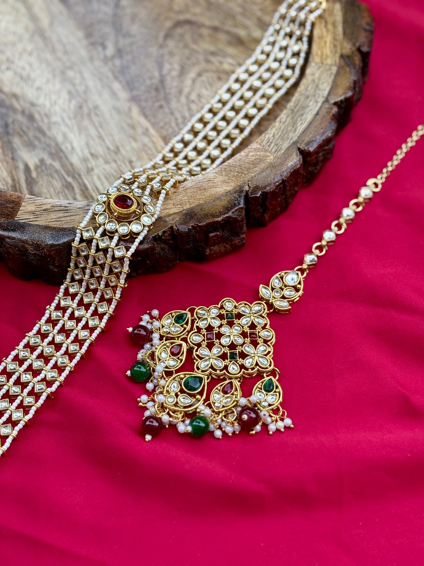 Multicolour Amly Kundan Bridal Jewellery Set