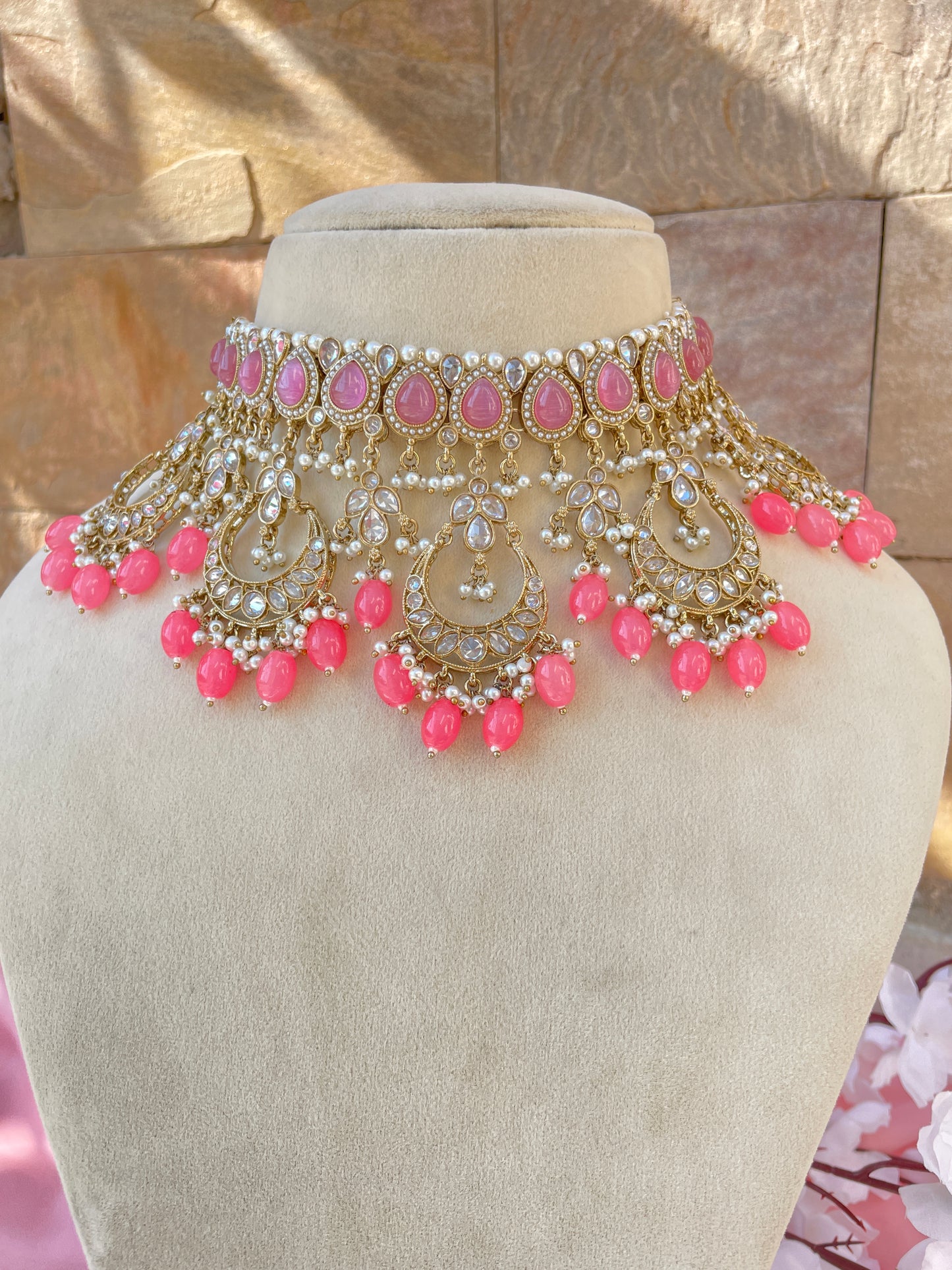 Pink Tina Kundan Jewellery Set