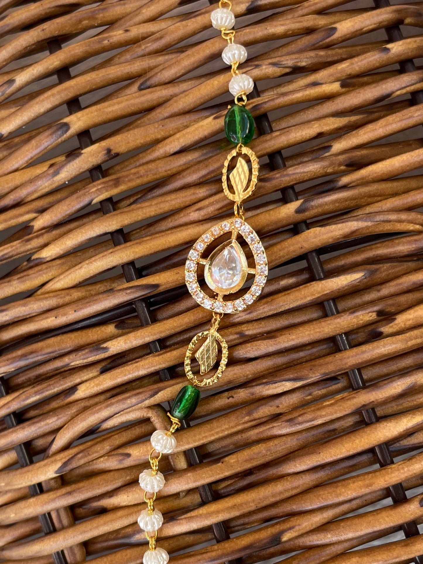 Green Manali Kundan Bracelet