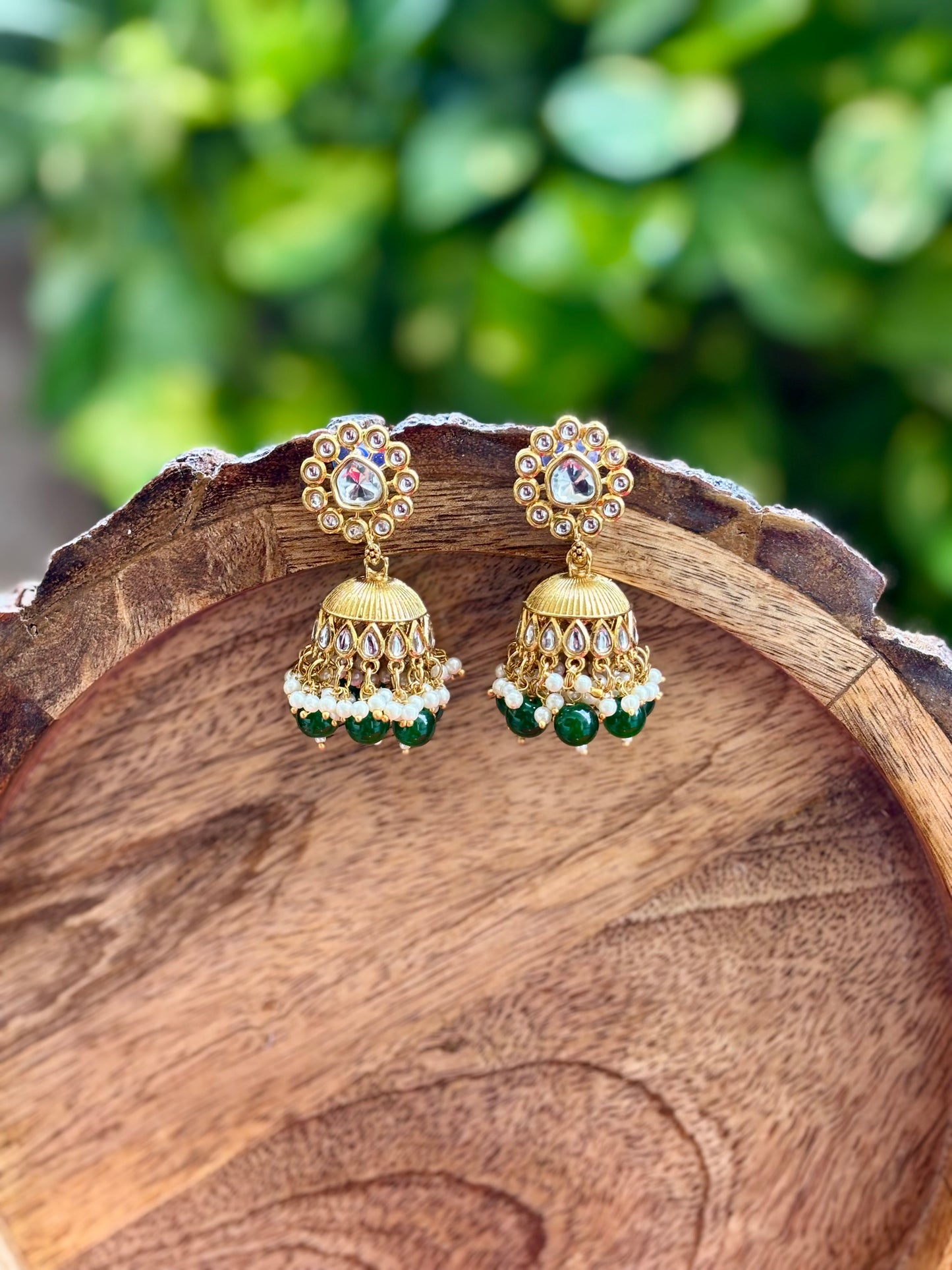 Green Charvi Kundan Jewellery Set