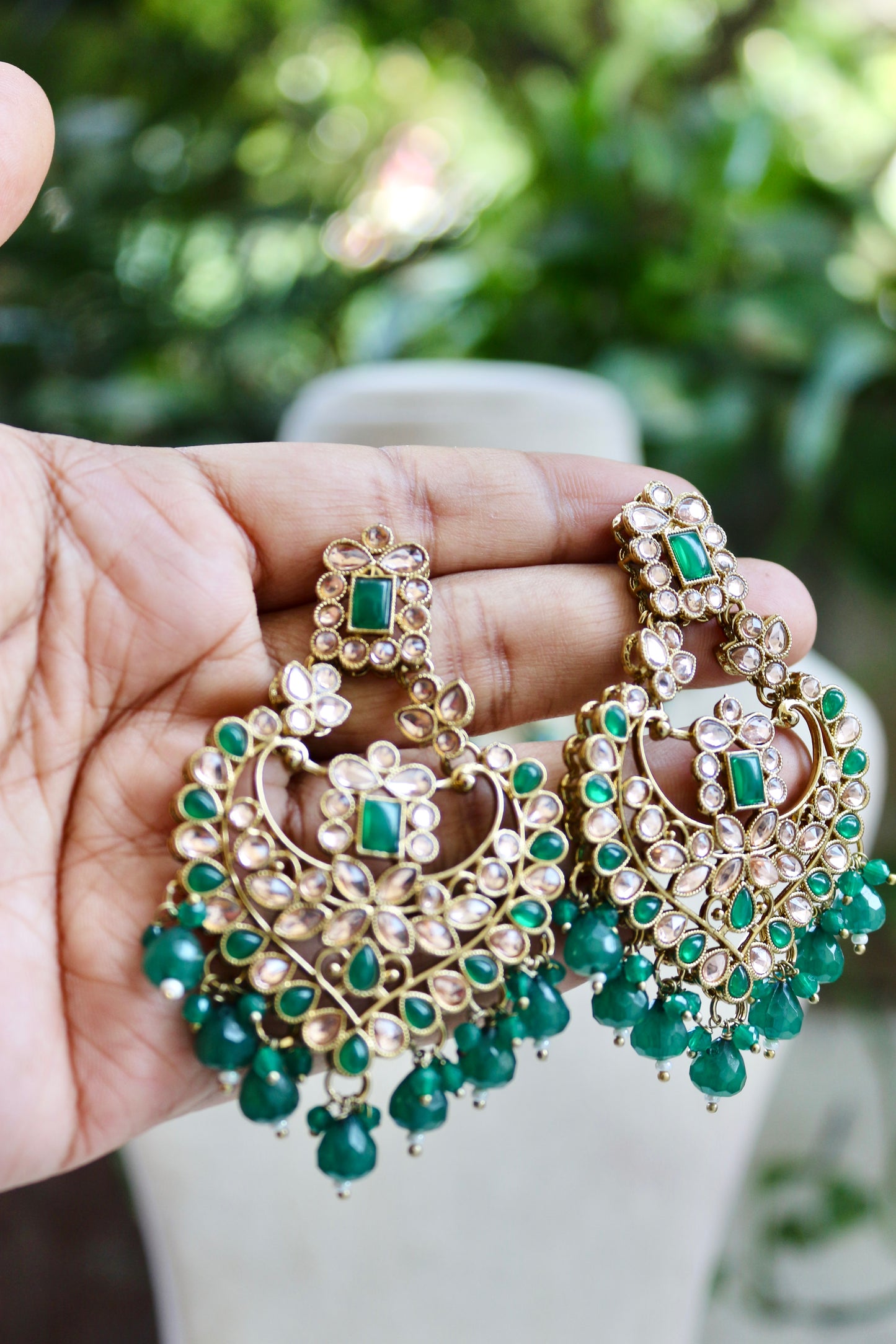 Green Meera Kundan Jewellery Set