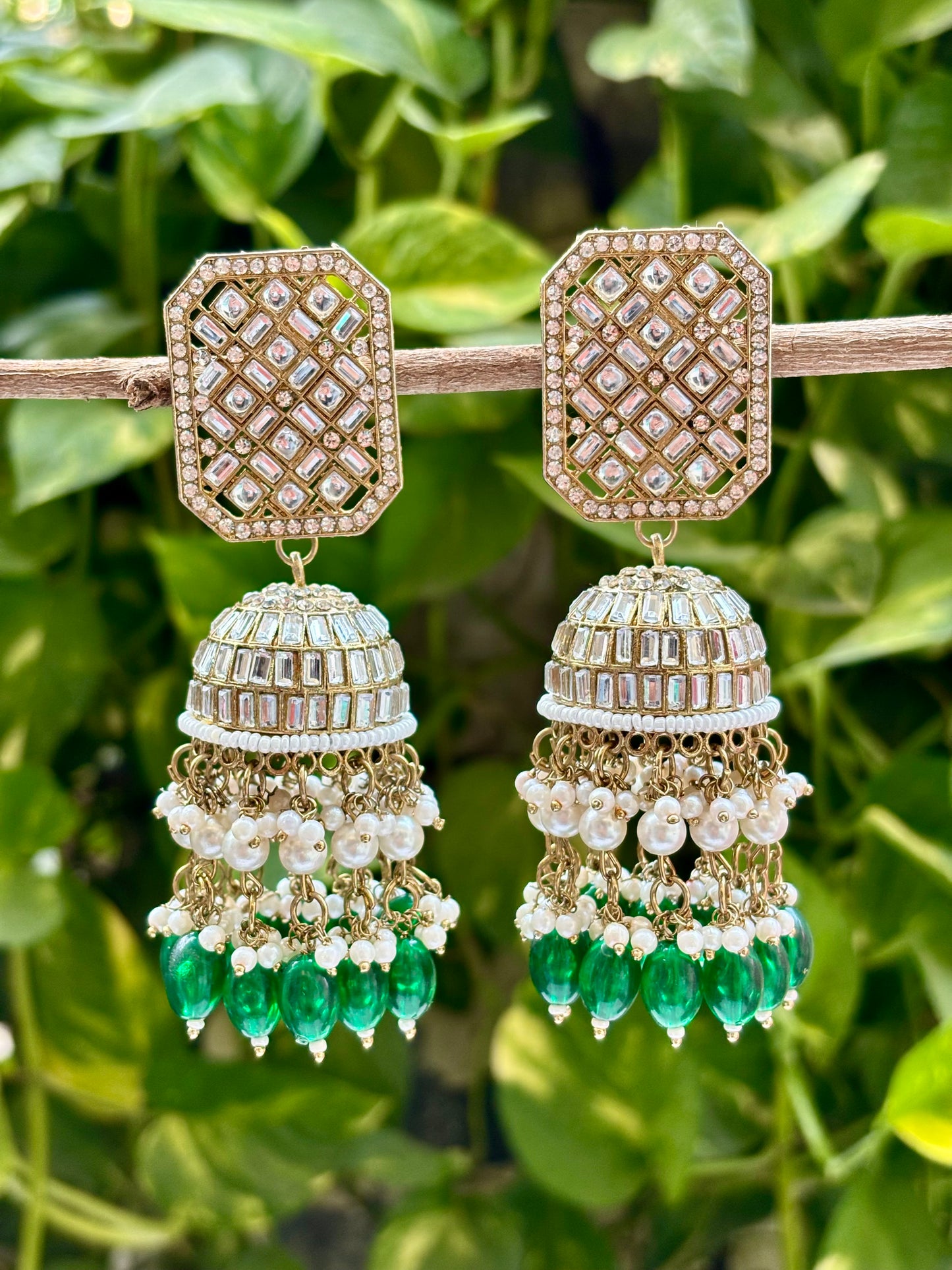 Green Sandya Jhumkis