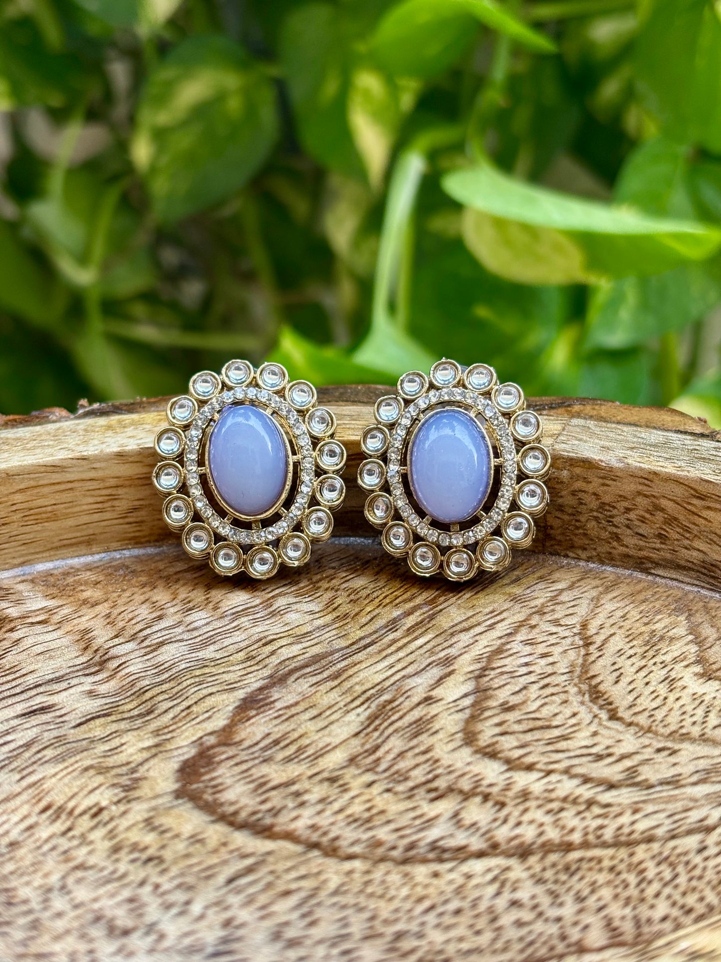 Antique Lavender Iris Studs