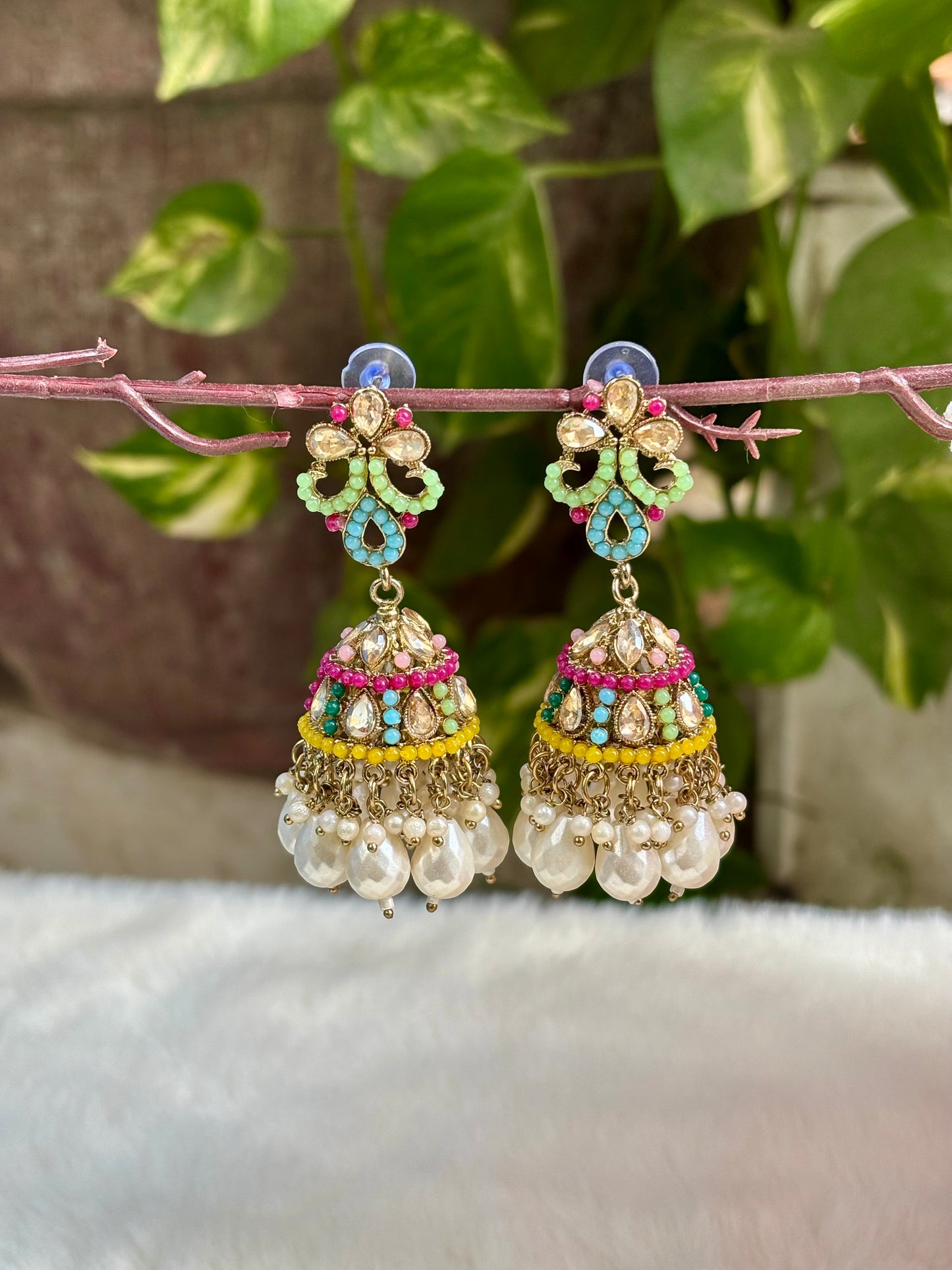 Multicolour Ridhya Jhumkis
