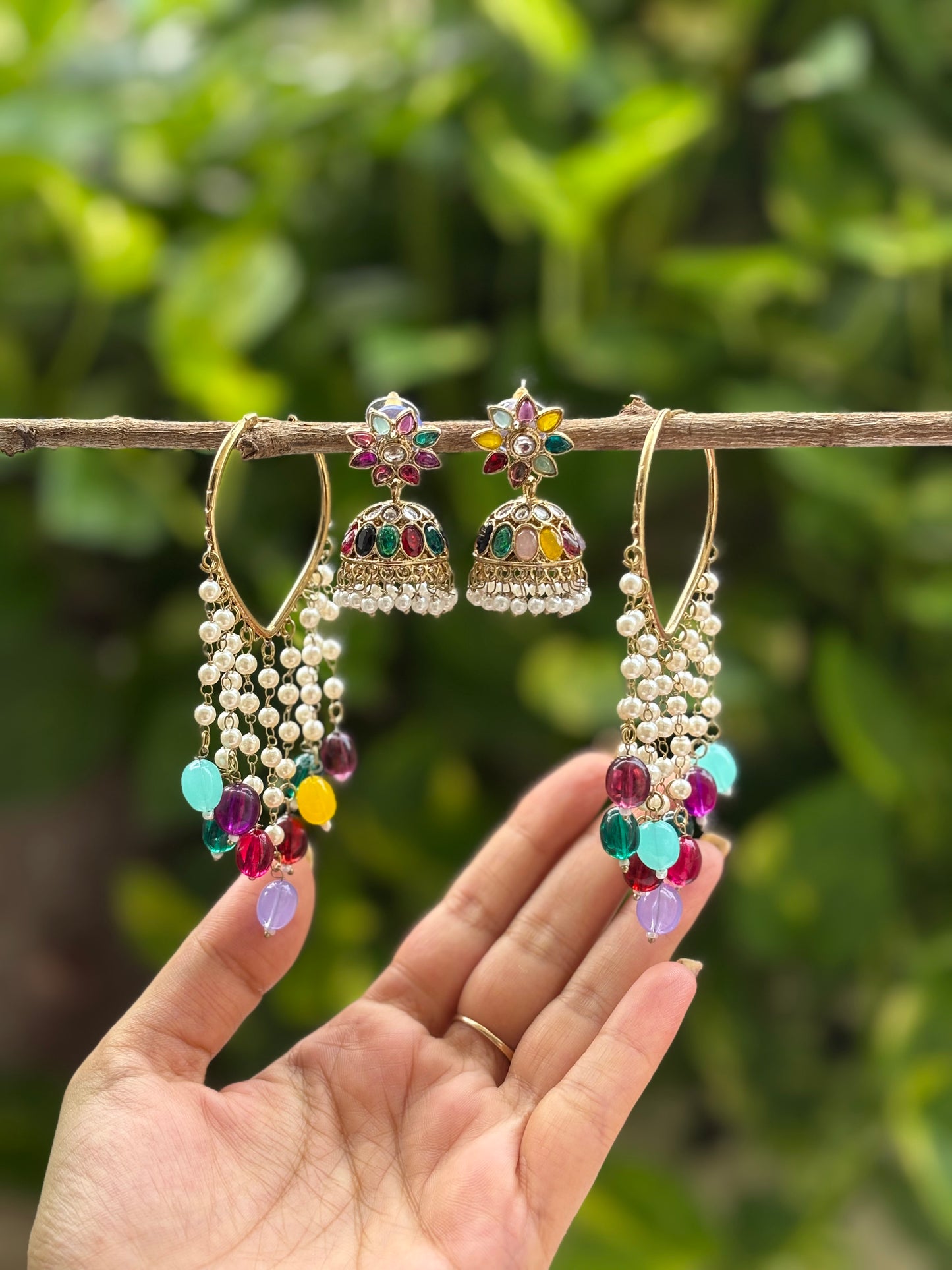 Multicolour 3 in 1 Earrings Set