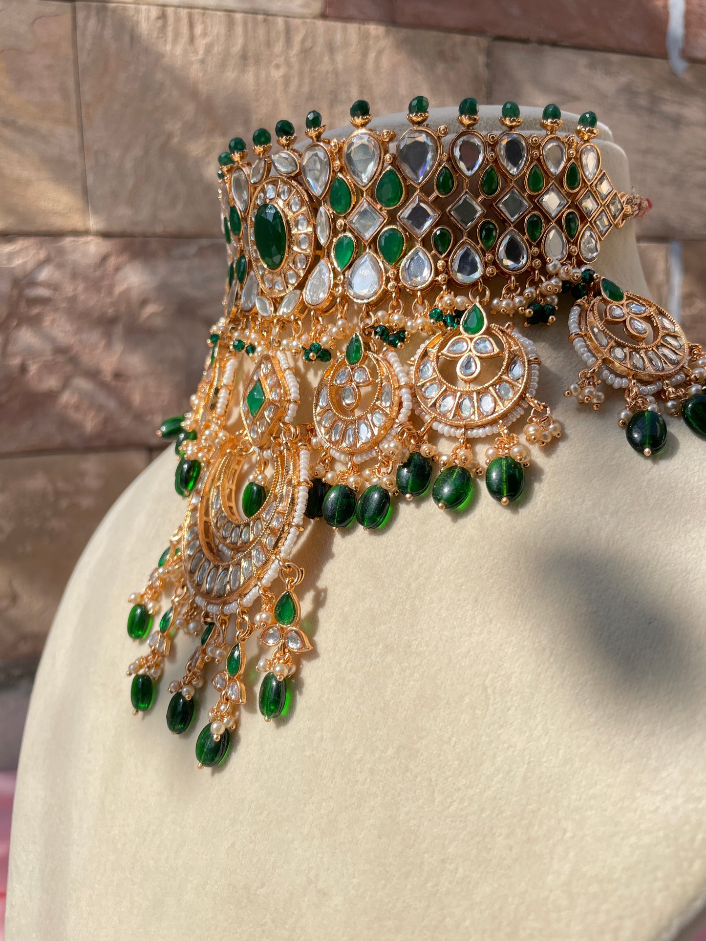 Emerald Green Parvati Complete Bridal Jewellery Set