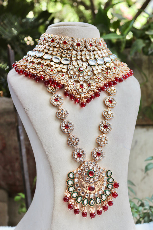 Maroon Naymi Kundan Bridal Jewellery Set