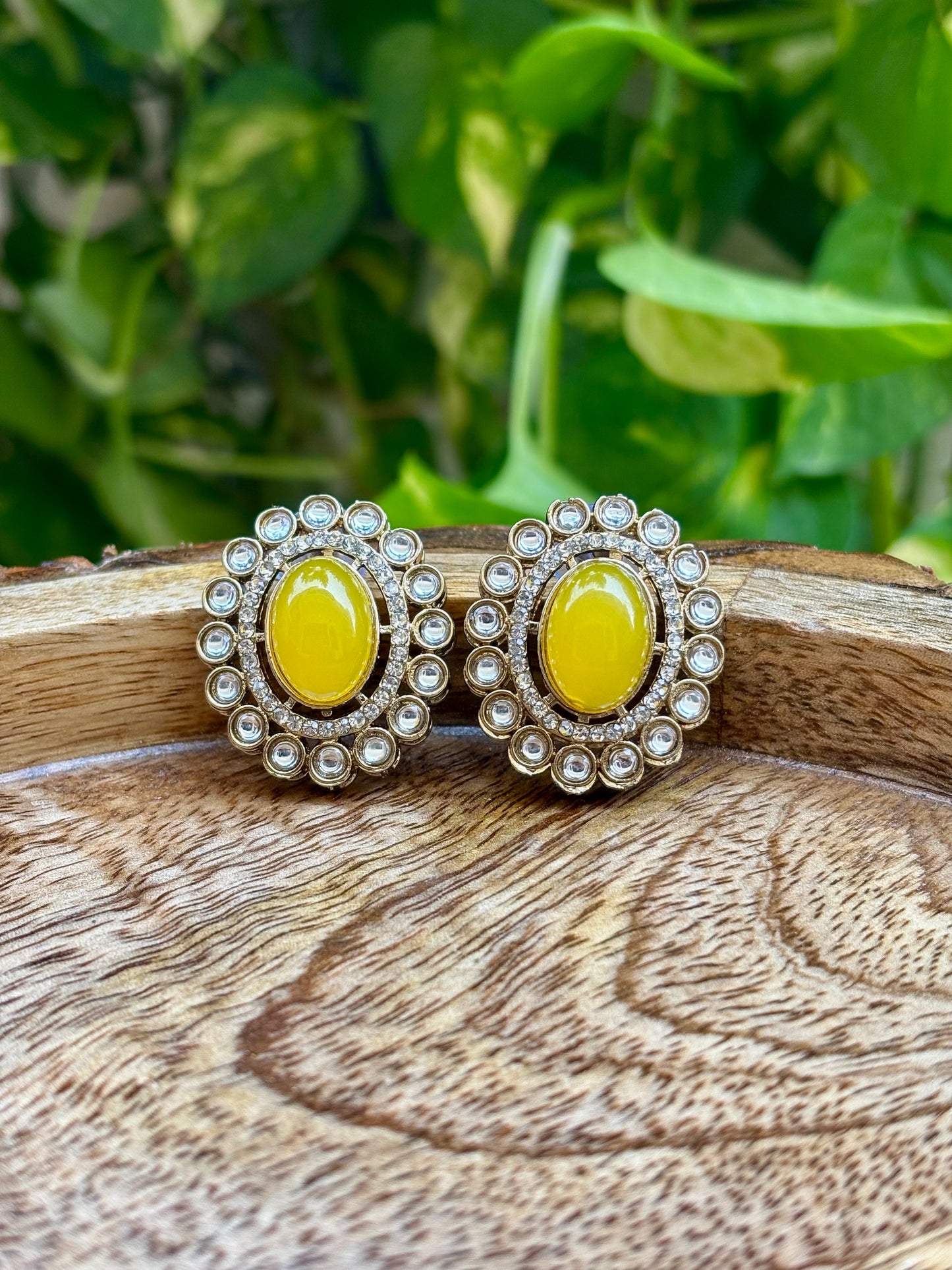 Antique Yellow Iris Studs