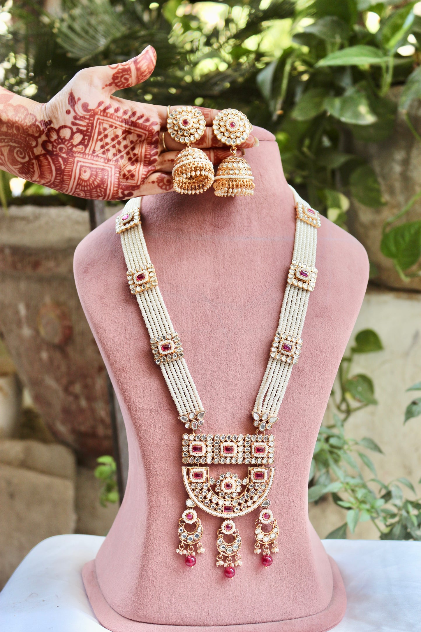 Pink Rabya Kundan Jewellery Set