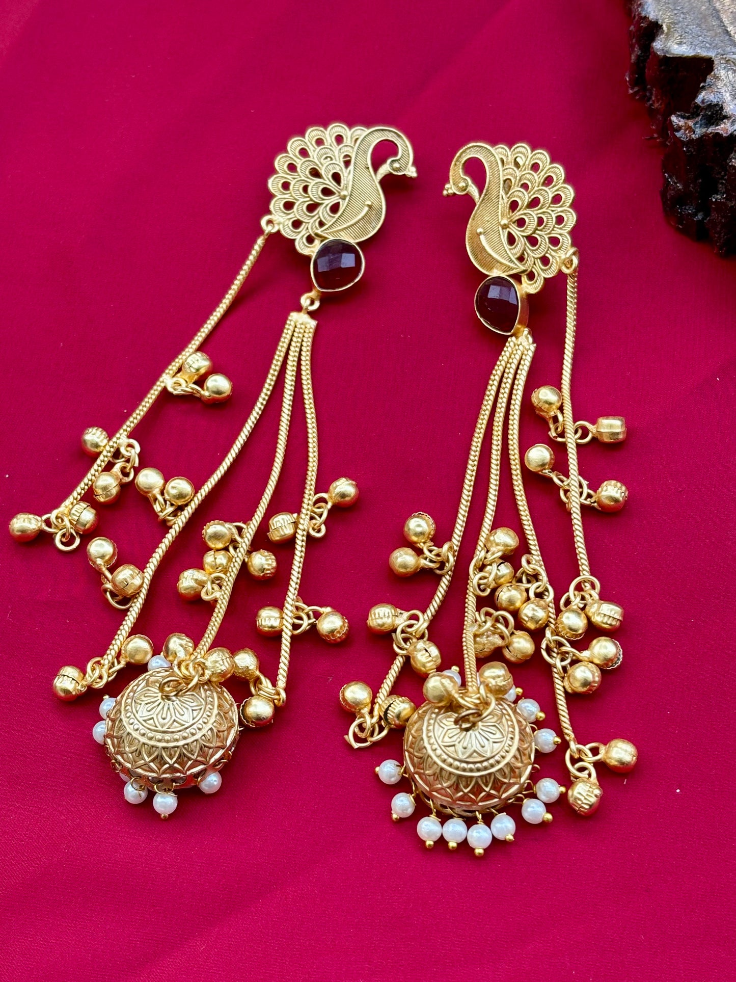 Maroon Nargis Kashmiri Earrings